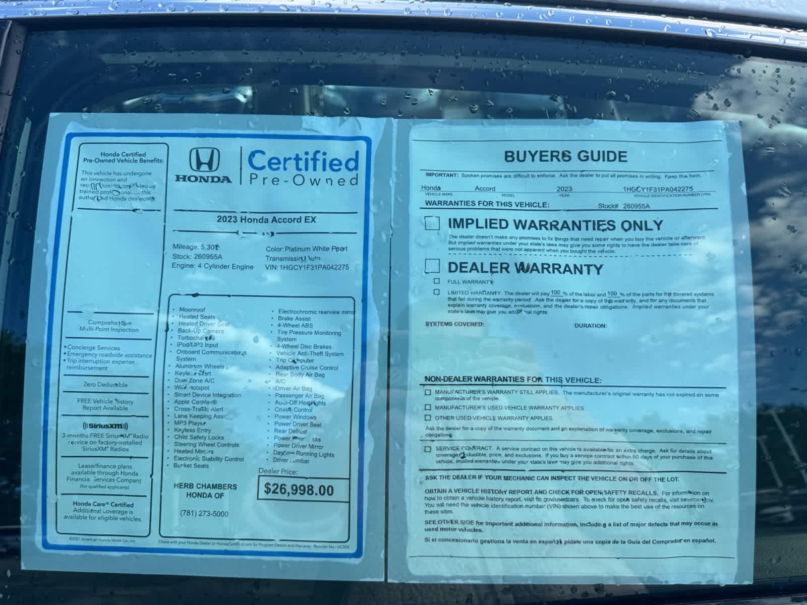 used 2023 Honda Accord car, priced at $26,998