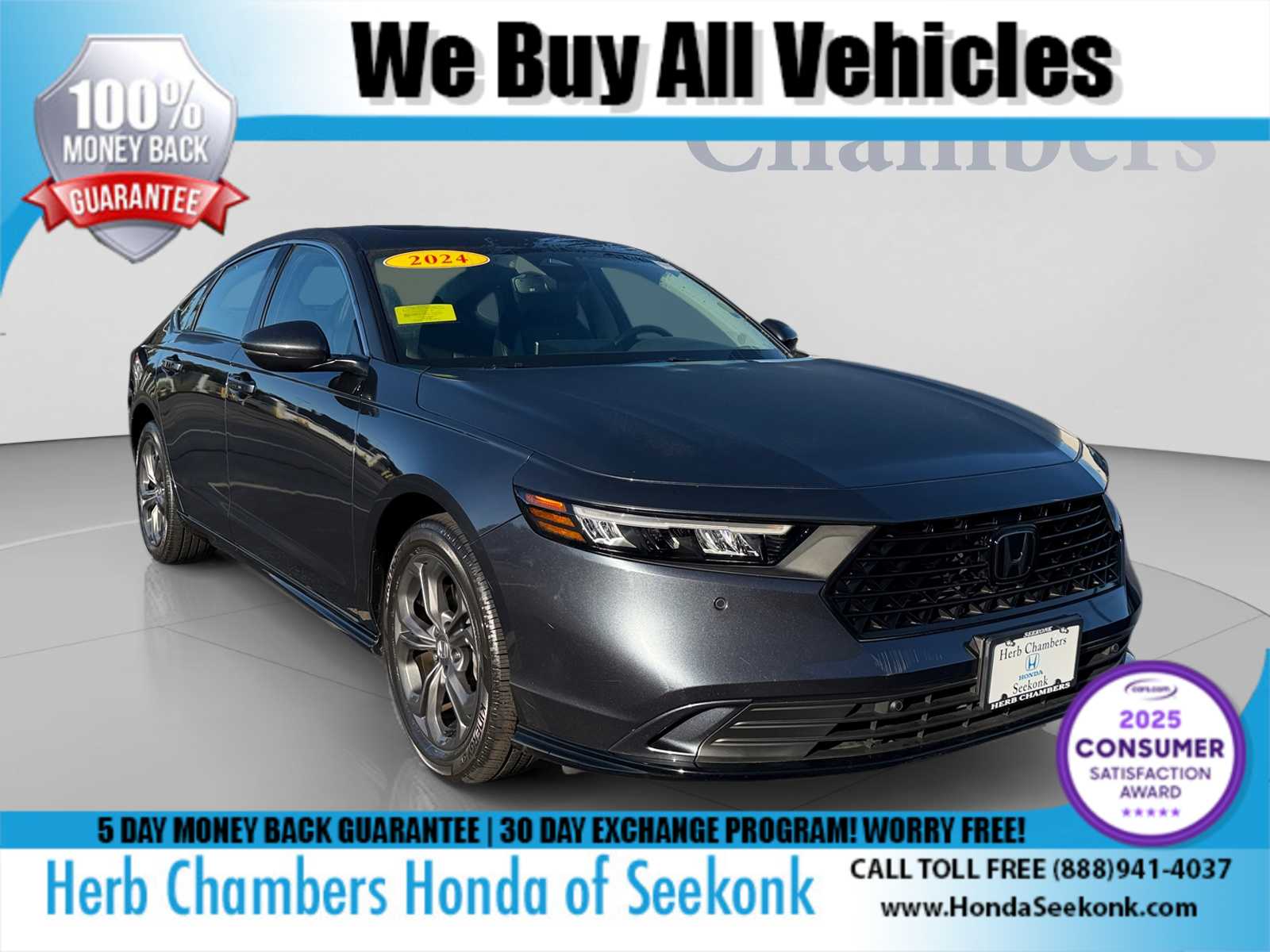 Meteorite Gray Metallic 2024 Honda Accord Hybrid Sedan Front-Wheel Drive Continuously Variable Transmission