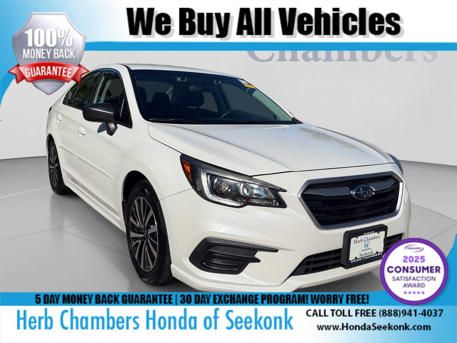 Crystal White Pearl 2019 Subaru Legacy Sedan All-Wheel Drive Continuously Variable Transmission