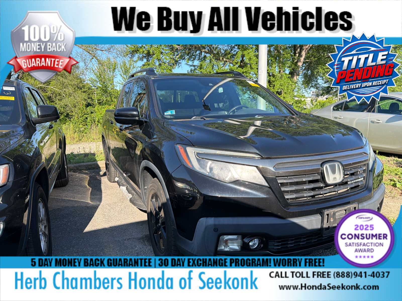 Crystal Black Pearl 2017 Honda Ridgeline Pickup Truck All-Wheel Drive Automatic