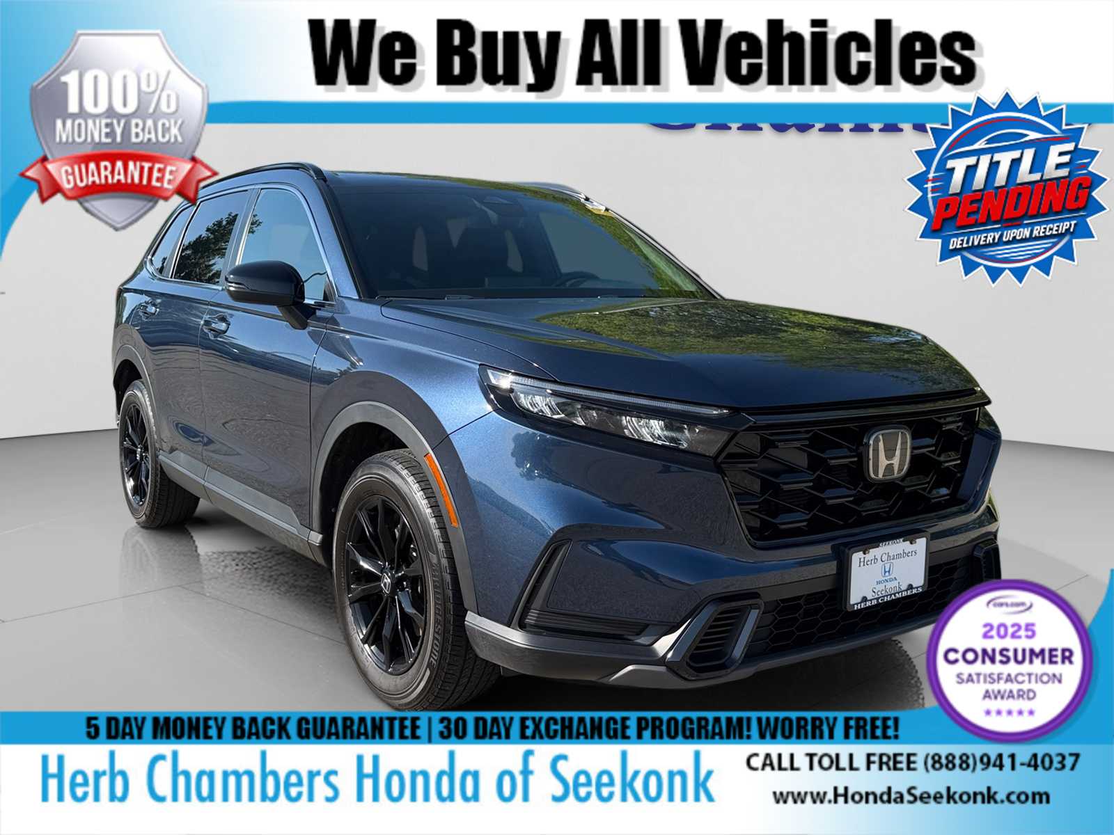 Canyon River Blue Metallic 2024 Honda CR-V Hybrid SUV / Crossover All-Wheel Drive Continuously Variable Transmission