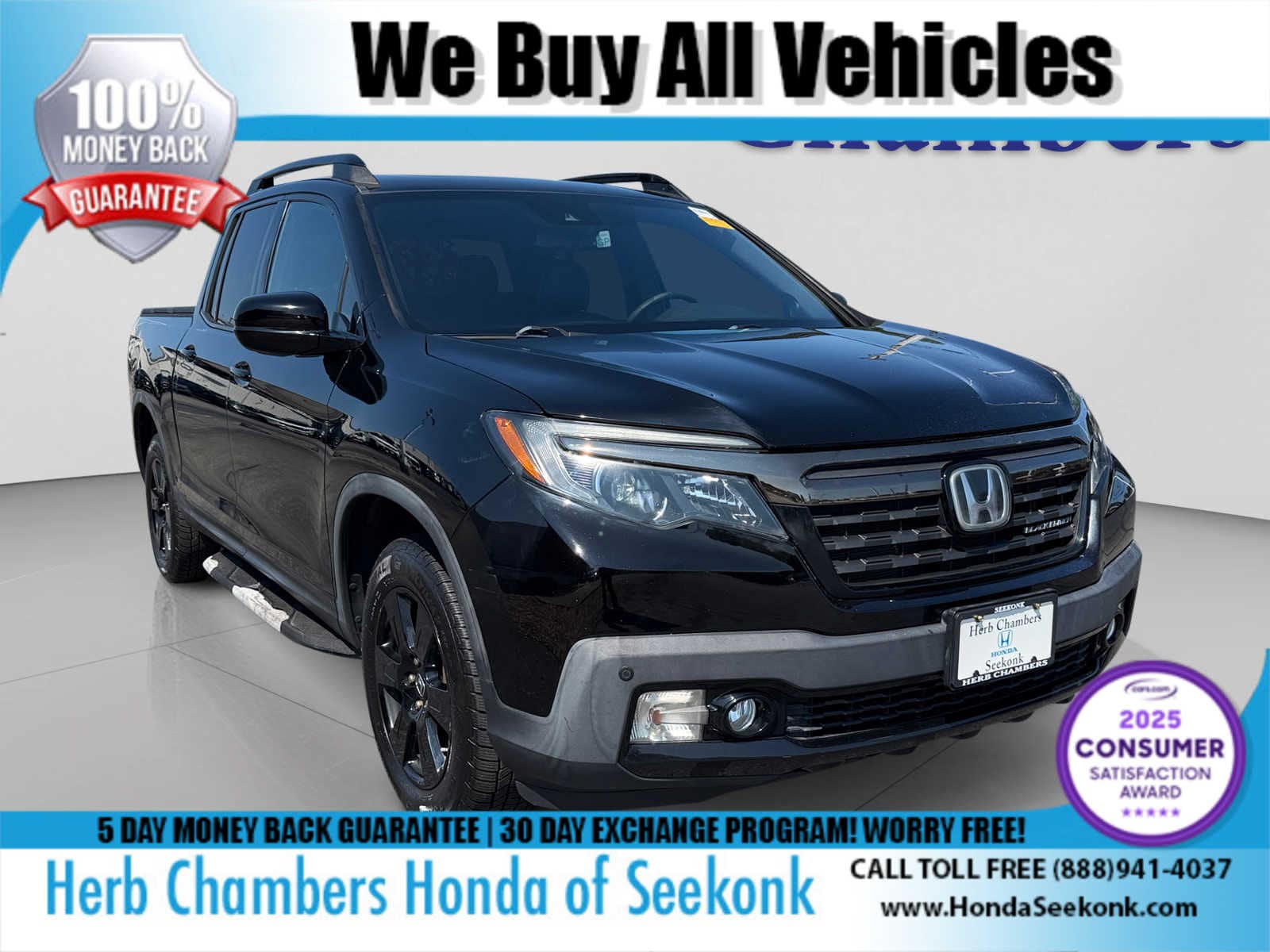 Crystal Black Pearl 2017 Honda Ridgeline Pickup Truck All-Wheel Drive Automatic