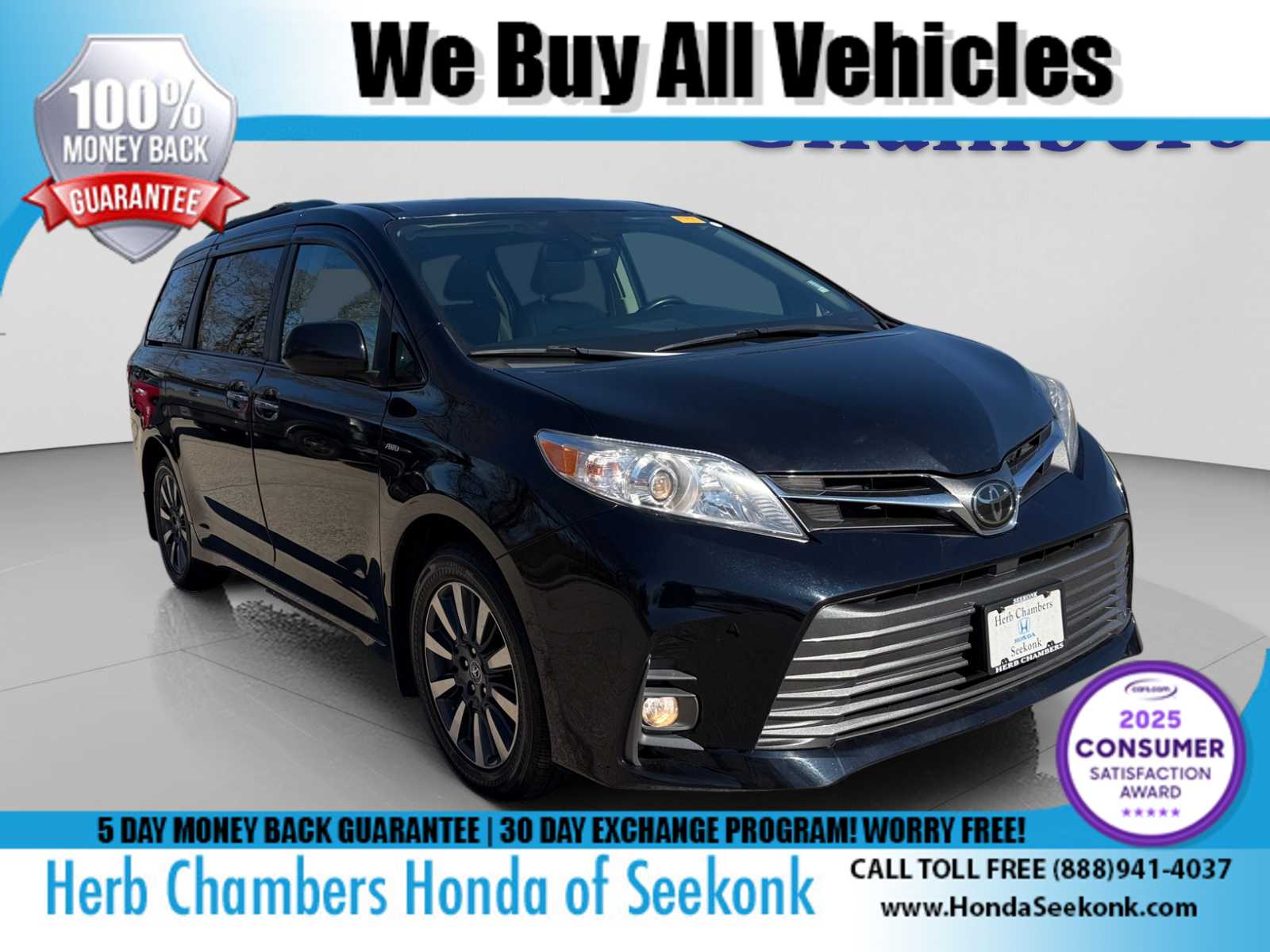 Midnight Black 2020 Toyota Sienna XLE Premium 7-Passenger AWD Minivan All-Wheel Drive Automatic