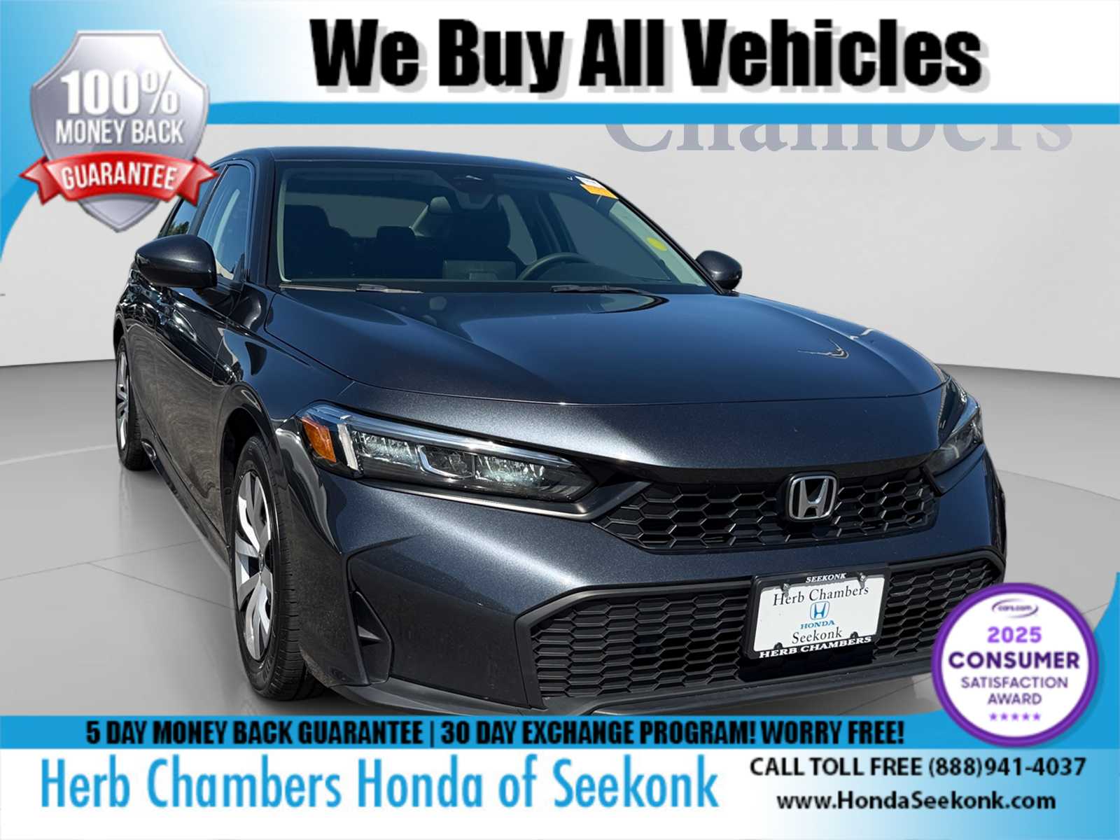 Meteorite Gray 2025 Honda Civic Sedan Front-Wheel Drive Continuously Variable Transmission