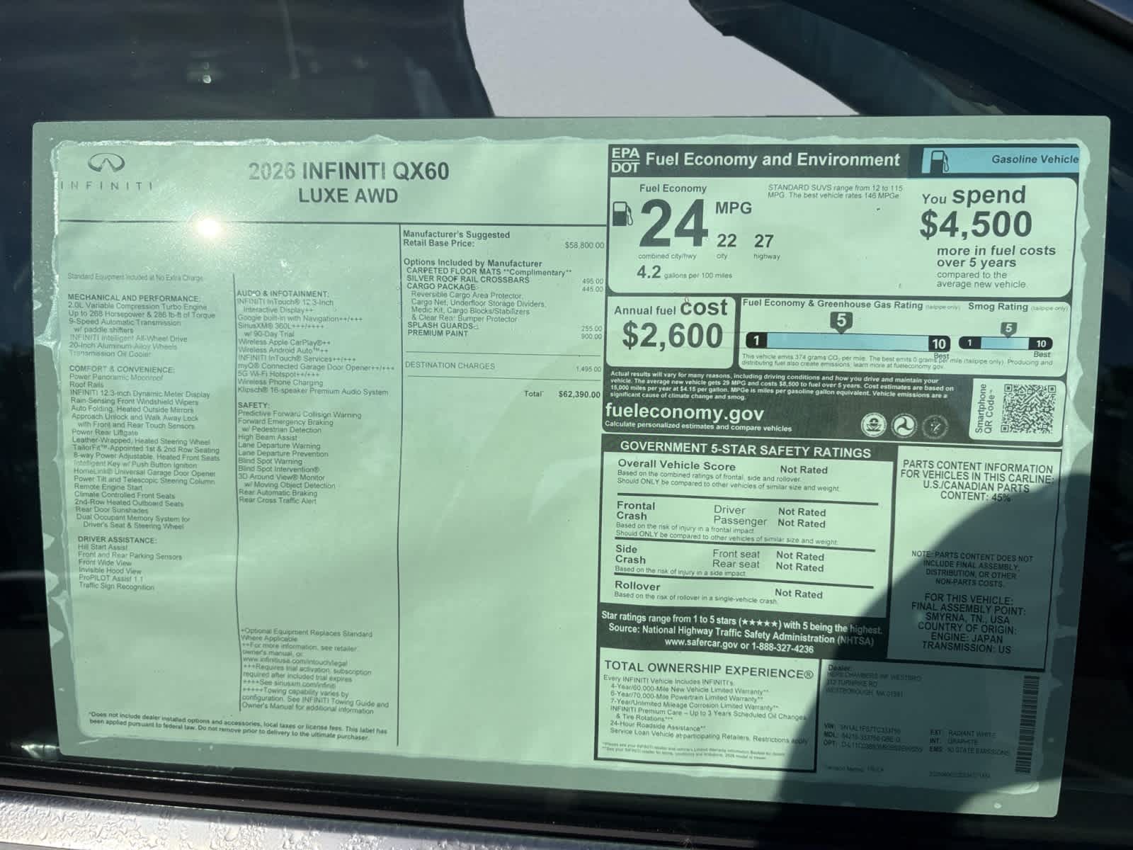 new 2026 INFINITI QX60 car, priced at $59,271