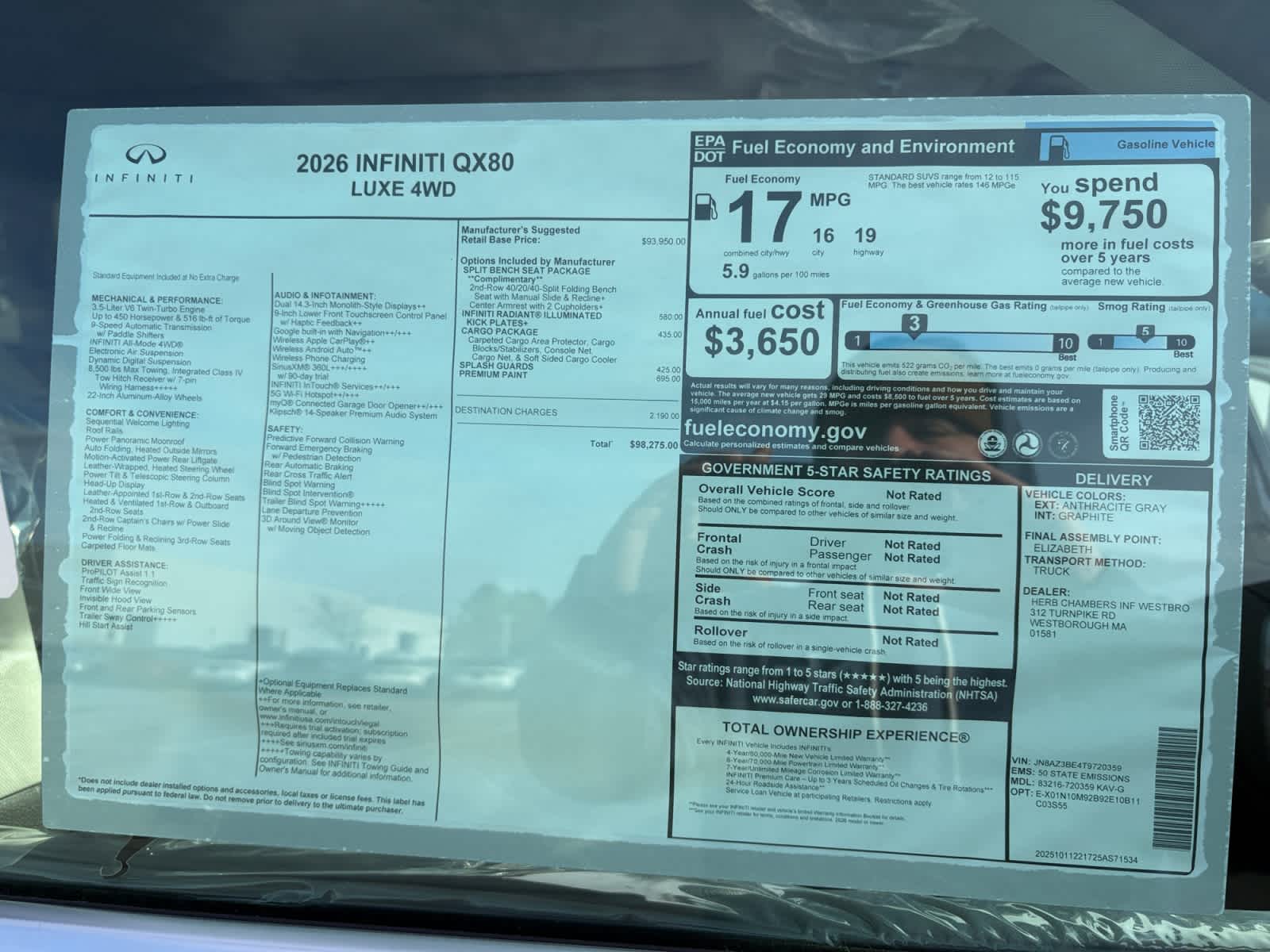 new 2026 INFINITI QX80 car, priced at $93,853