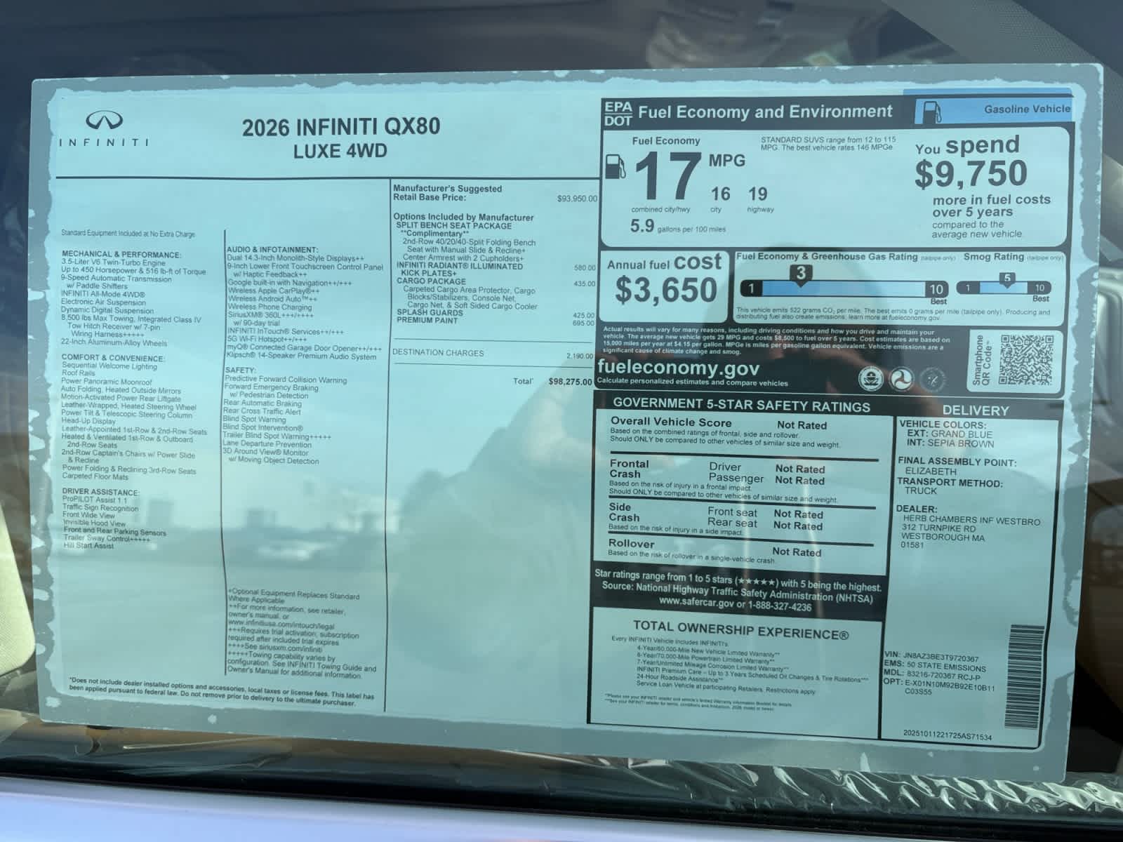 new 2026 INFINITI QX80 car, priced at $93,853