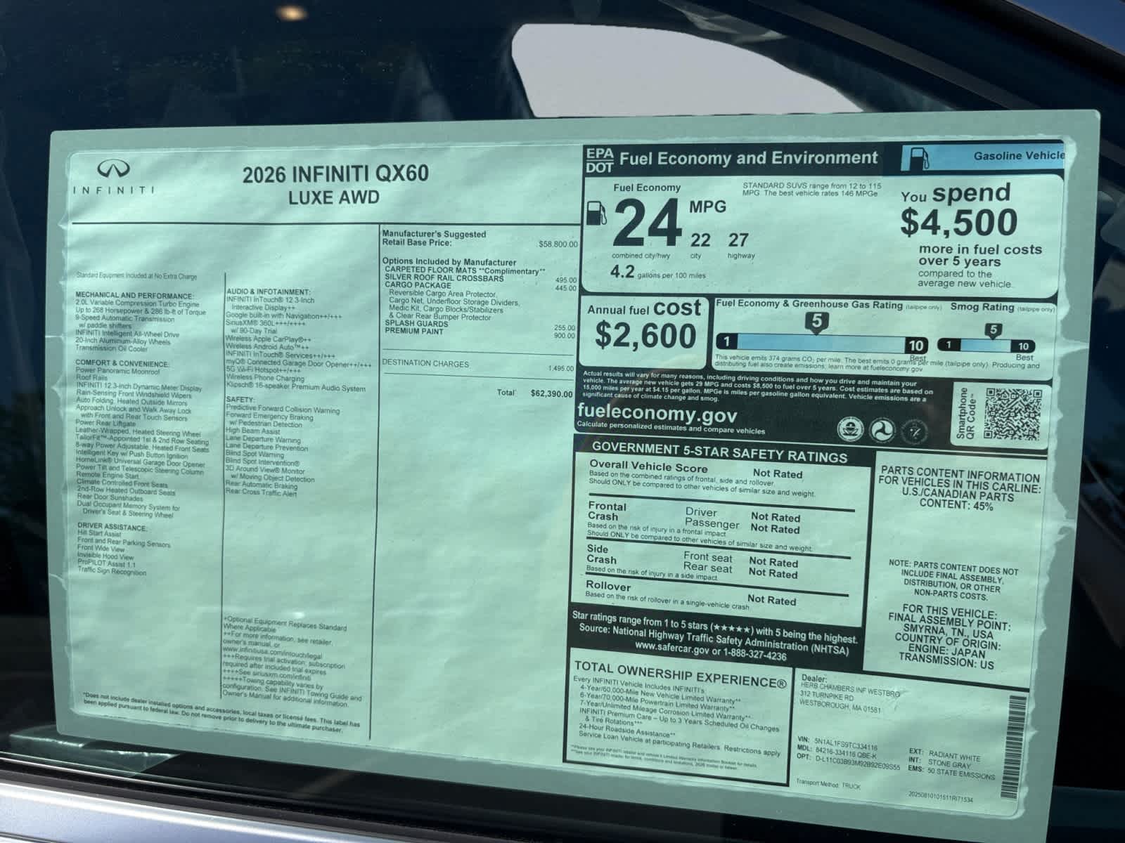 new 2026 INFINITI QX60 car, priced at $59,271