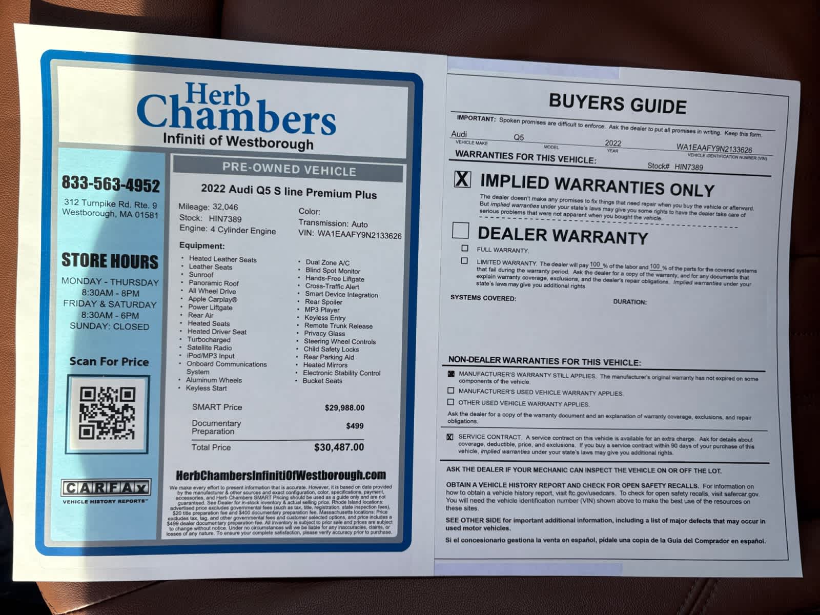 used 2022 Audi Q5 car, priced at $29,988