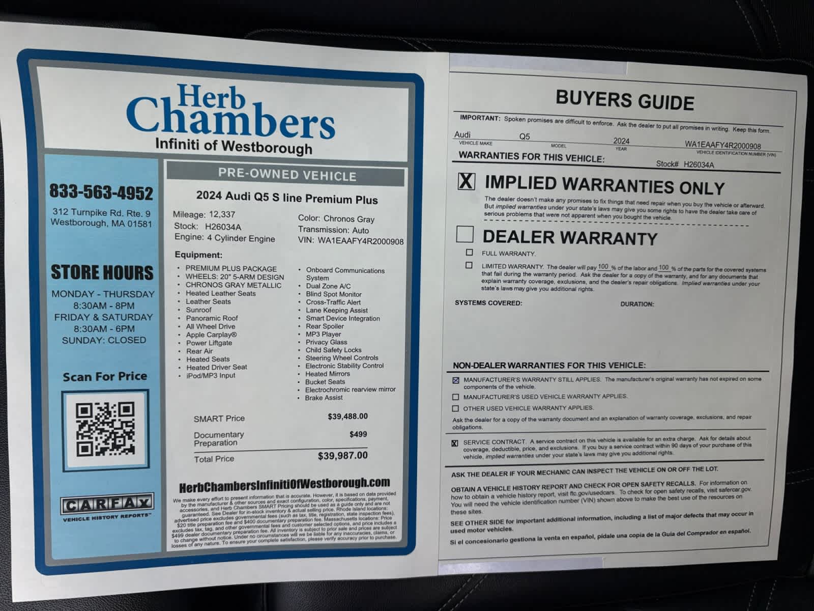 used 2024 Audi Q5 car, priced at $38,988