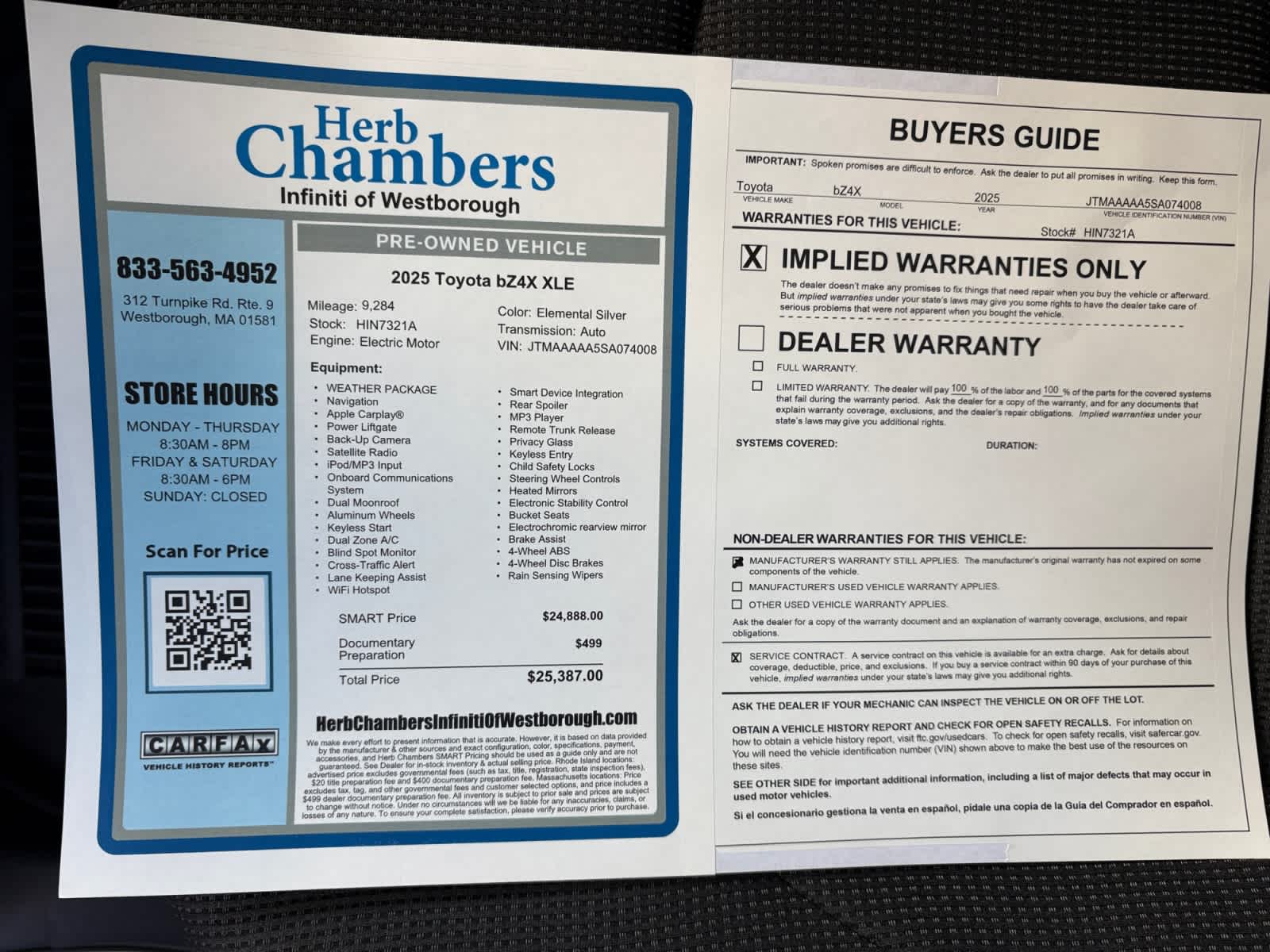 used 2025 Toyota bZ4X car, priced at $24,888