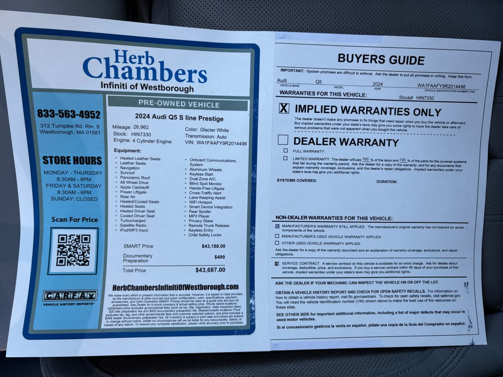 used 2024 Audi Q5 car, priced at $39,588