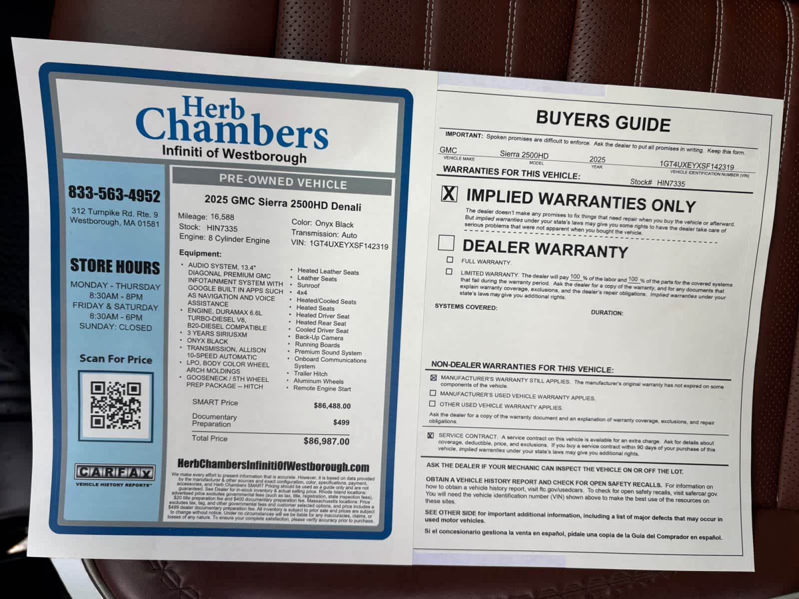 used 2025 GMC Sierra 2500 HD car, priced at $82,288