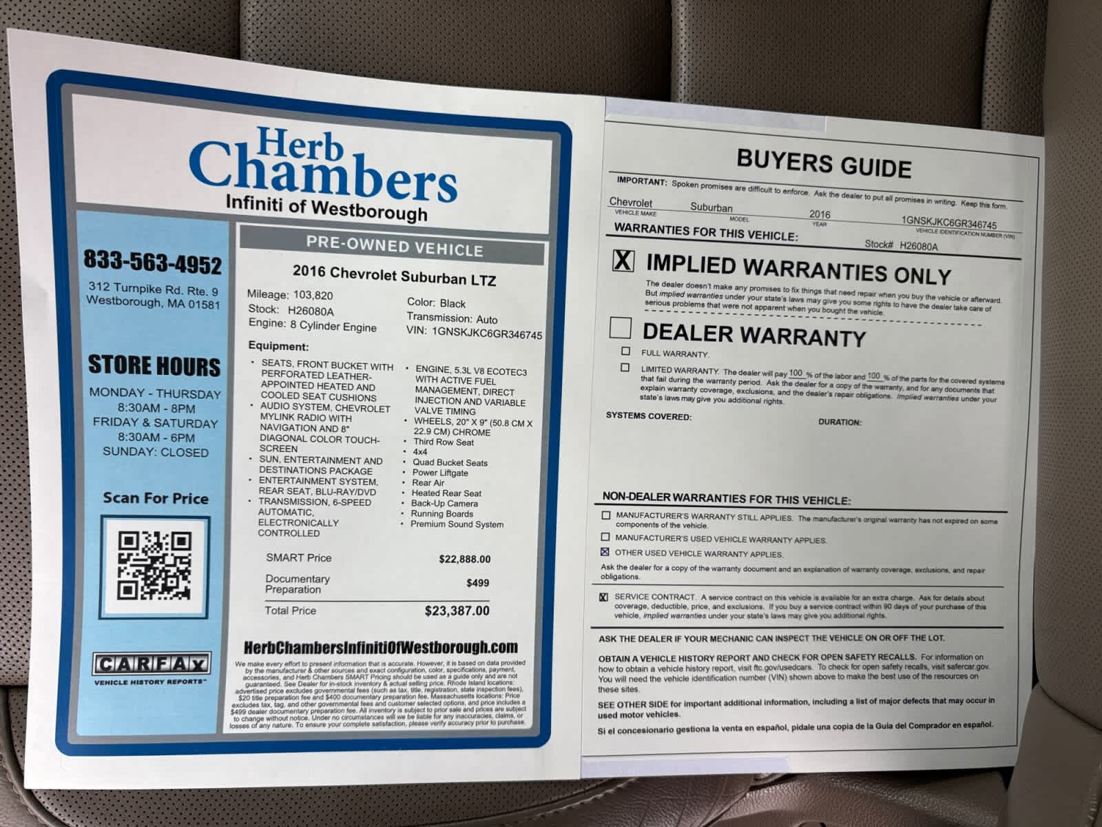 used 2016 Chevrolet Suburban car, priced at $22,888