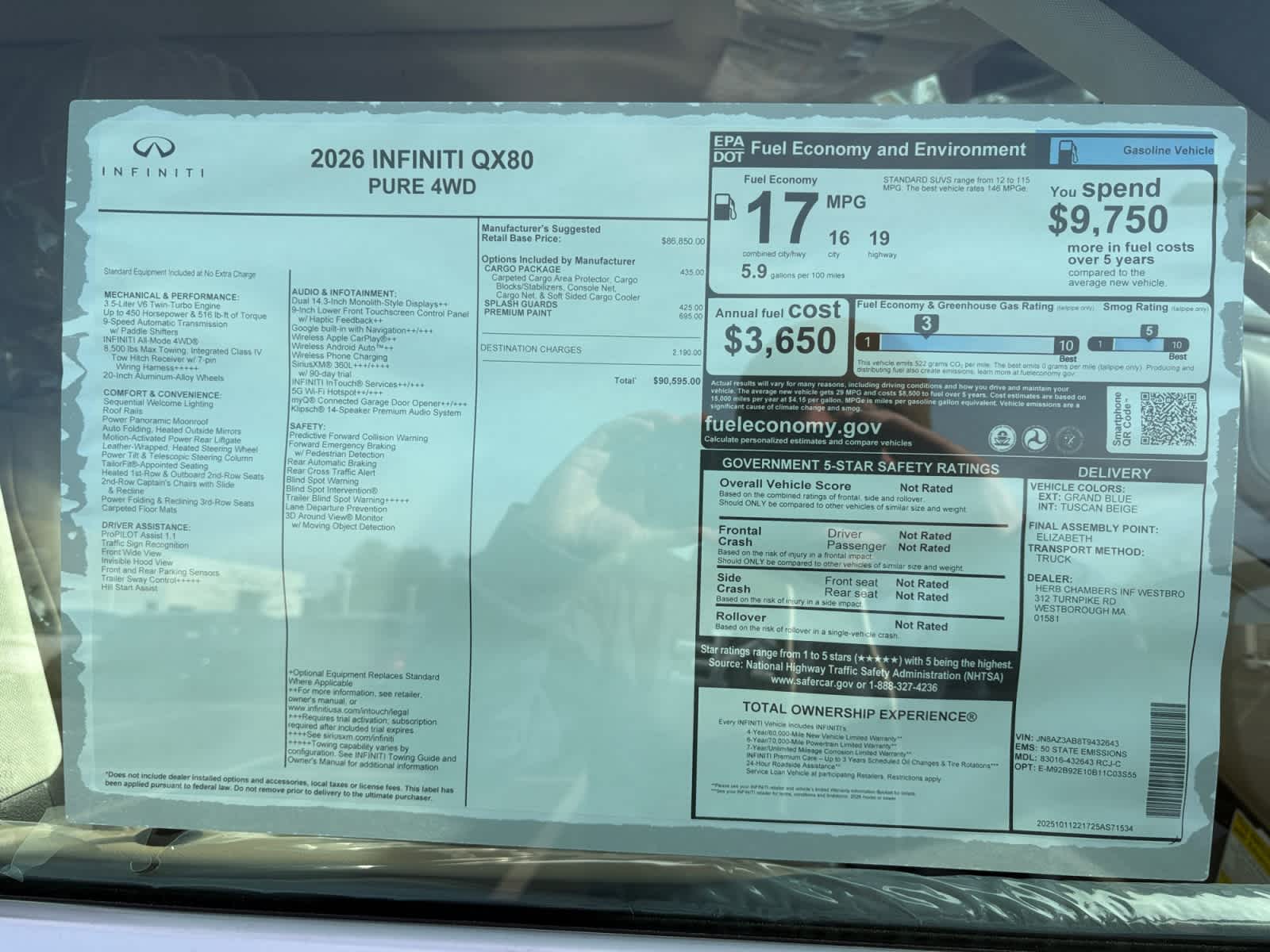 new 2026 INFINITI QX80 car, priced at $86,519