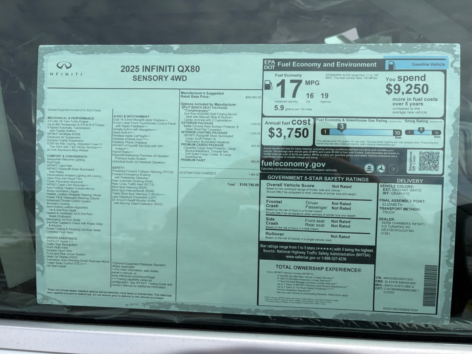 new 2025 INFINITI QX80 car, priced at $100,987