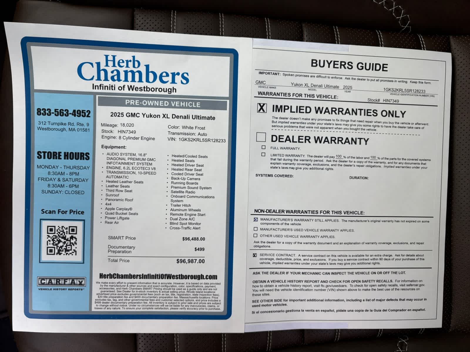 used 2025 GMC Yukon XL car, priced at $93,588