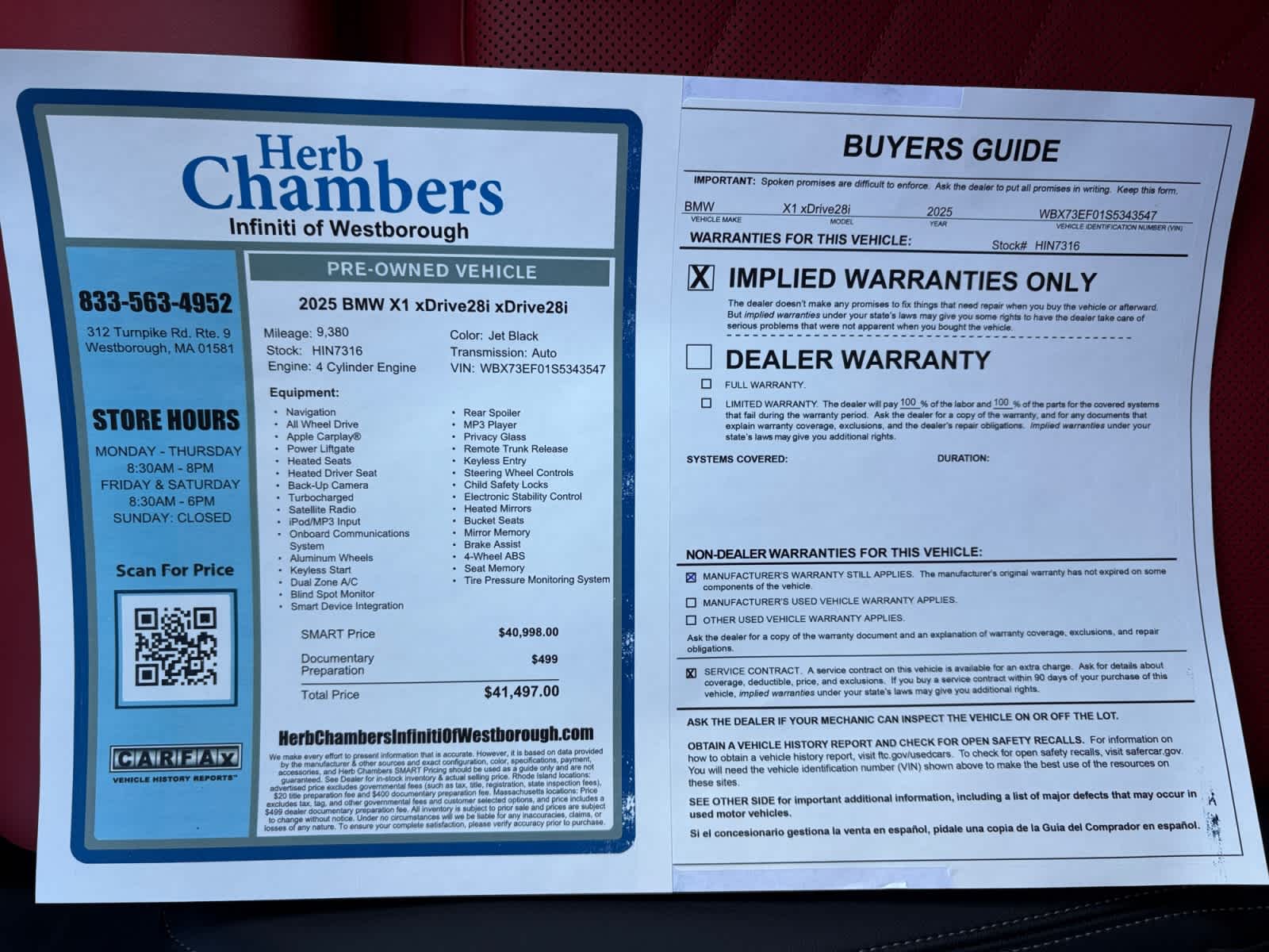 used 2025 BMW X1 car, priced at $40,288