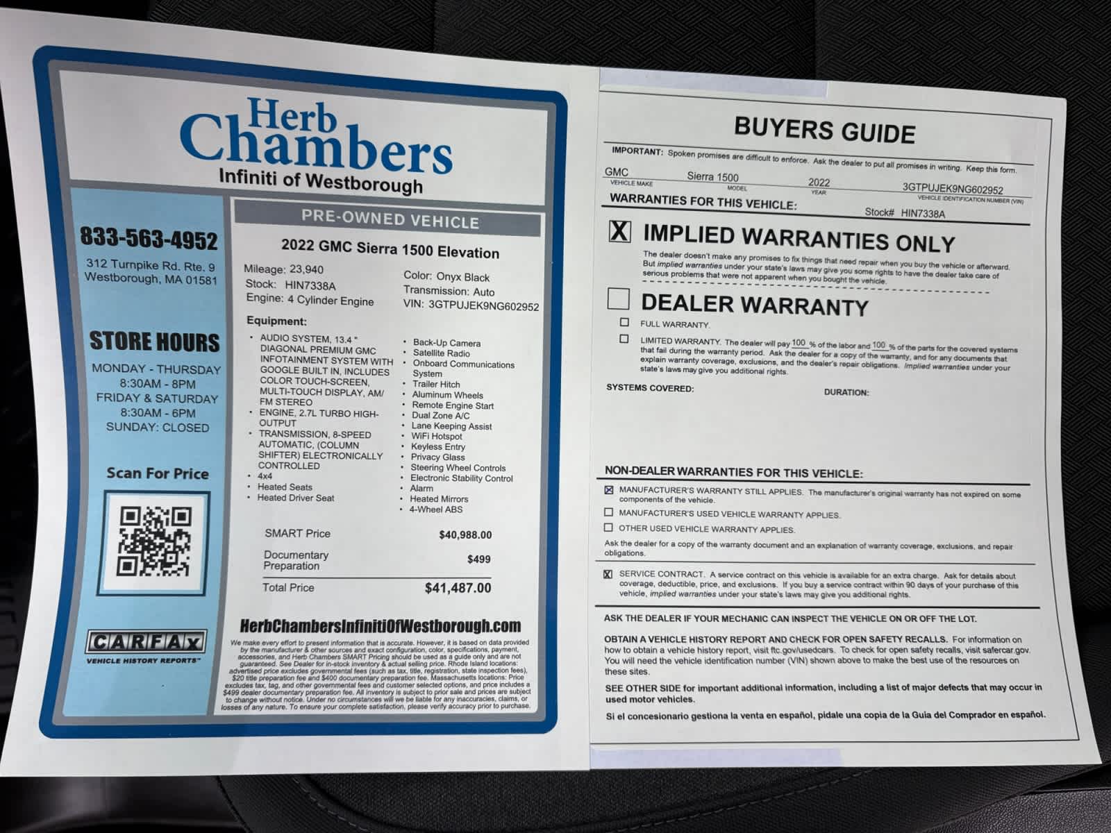 used 2022 GMC Sierra 1500 car, priced at $40,988