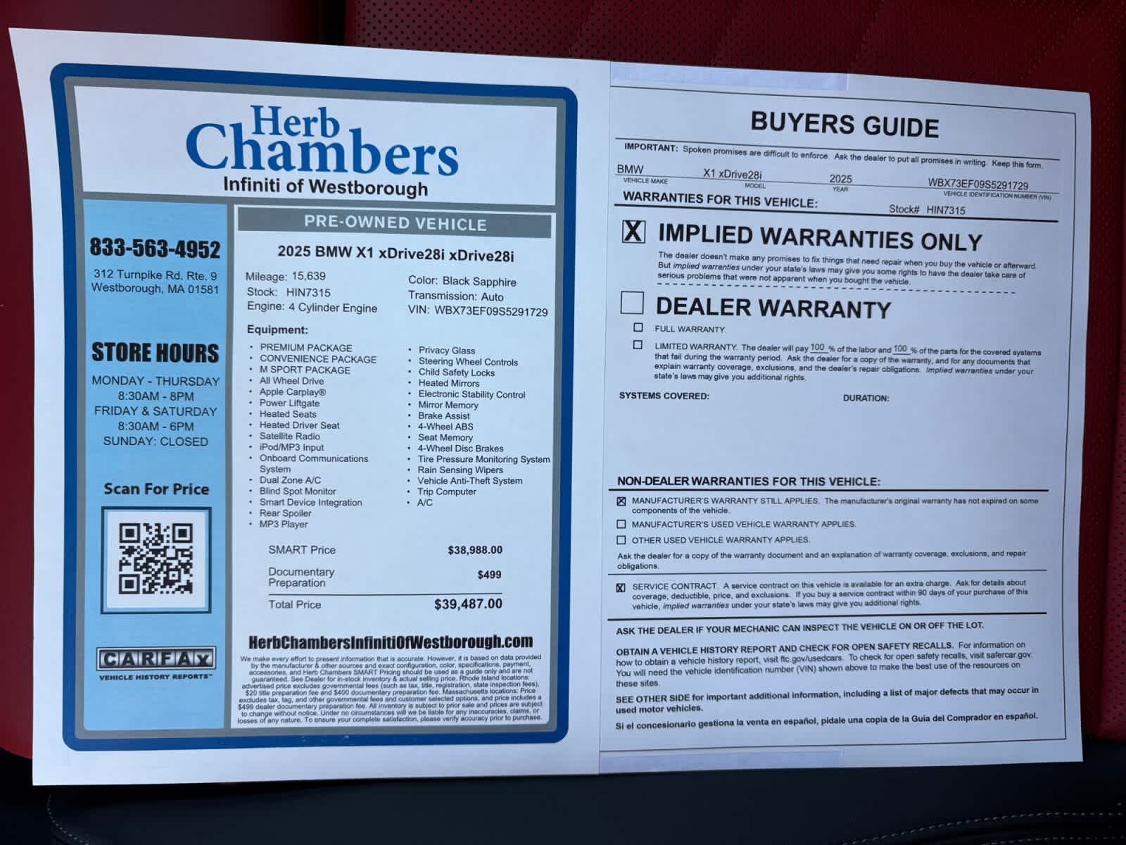 used 2025 BMW X1 car, priced at $38,688