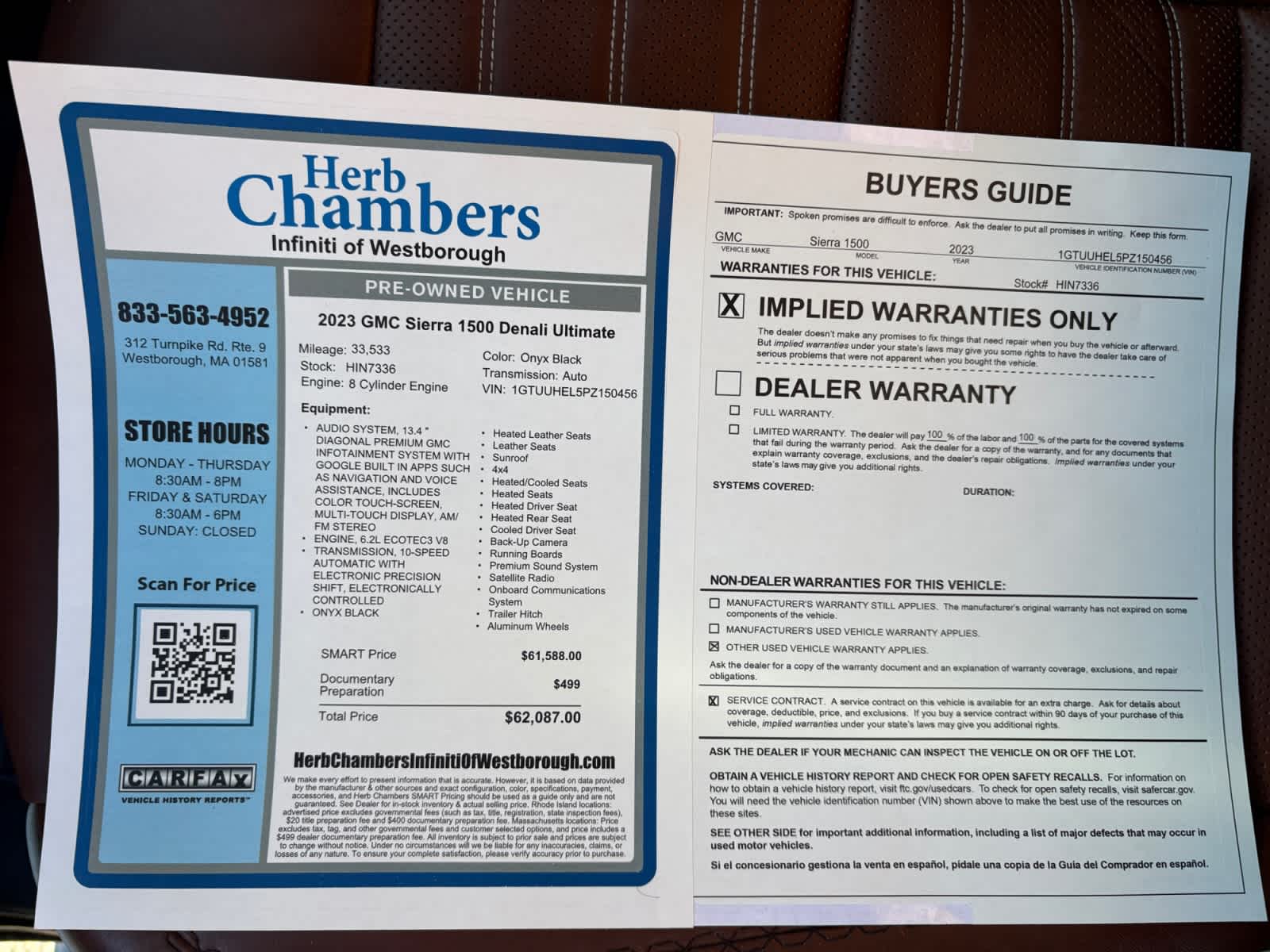 used 2023 GMC Sierra 1500 car, priced at $58,488