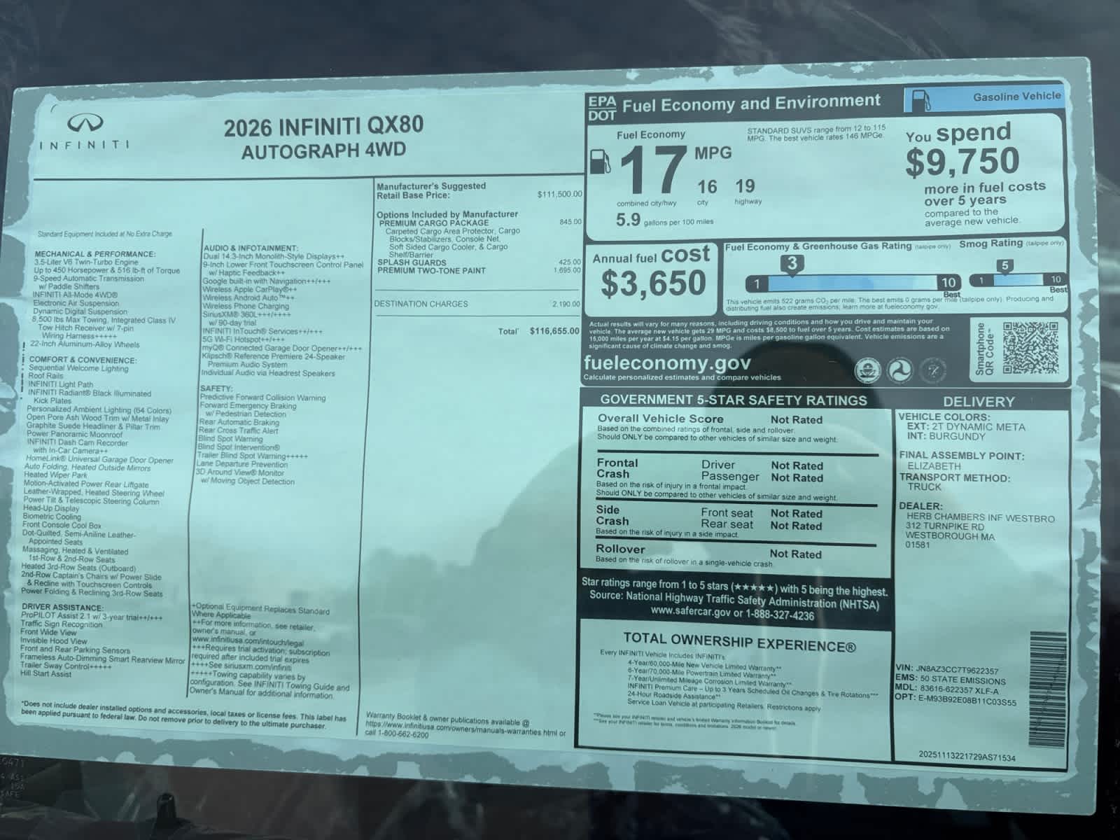 new 2026 INFINITI QX80 car, priced at $111,406