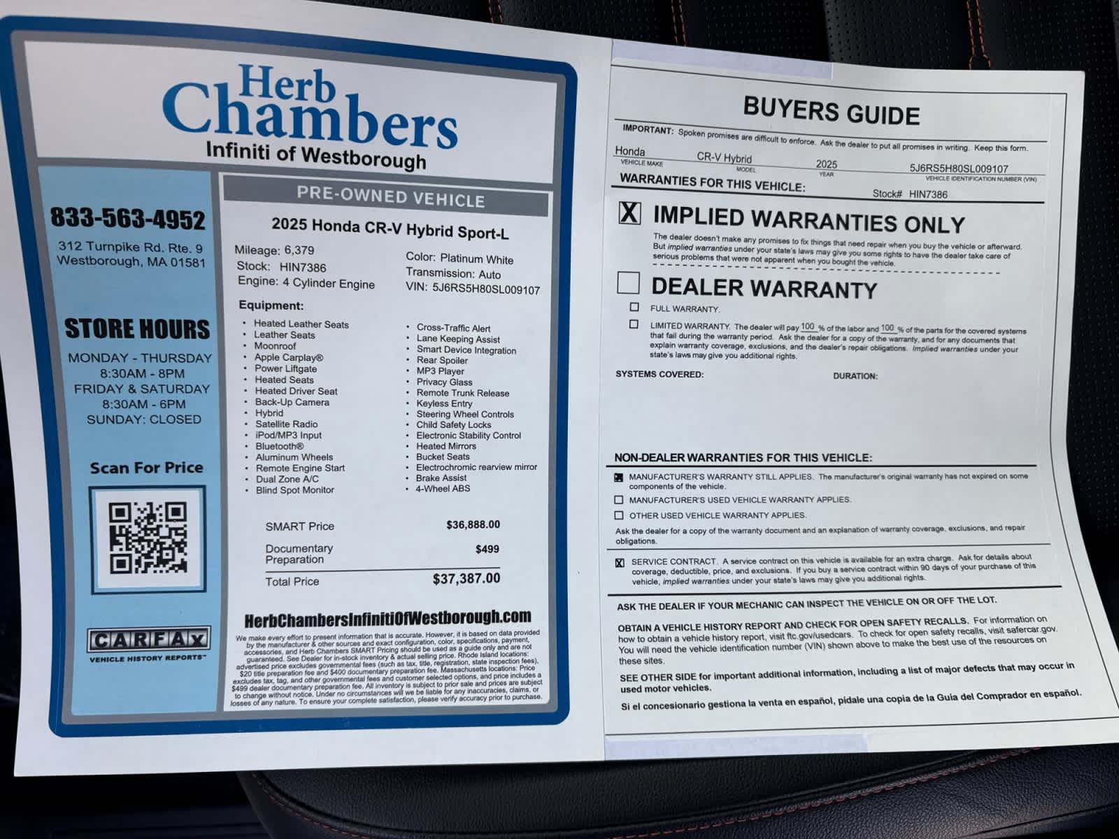 used 2025 Honda CR-V Hybrid car, priced at $36,888