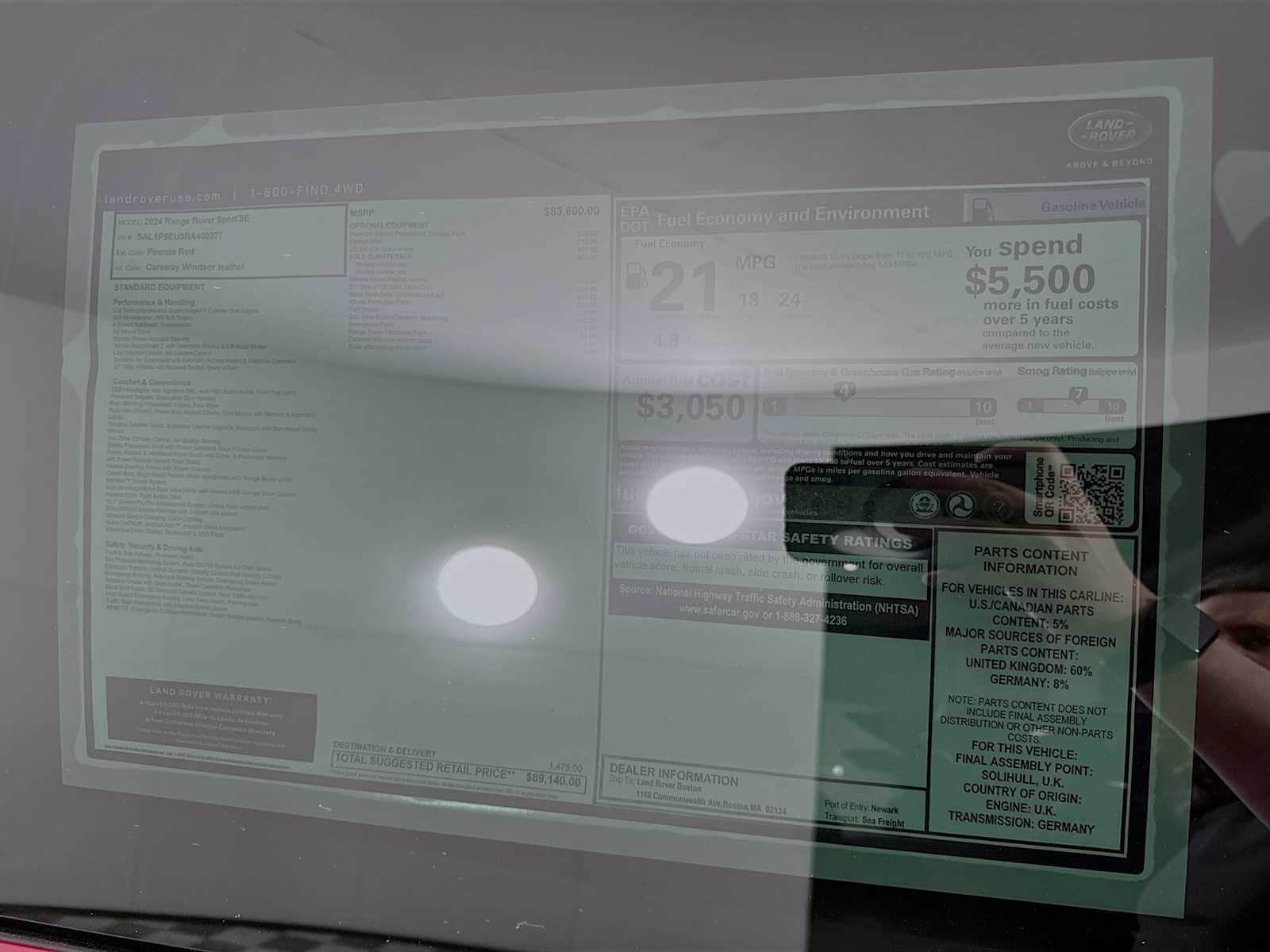 used 2024 Land Rover Range Rover Sport car, priced at $73,000