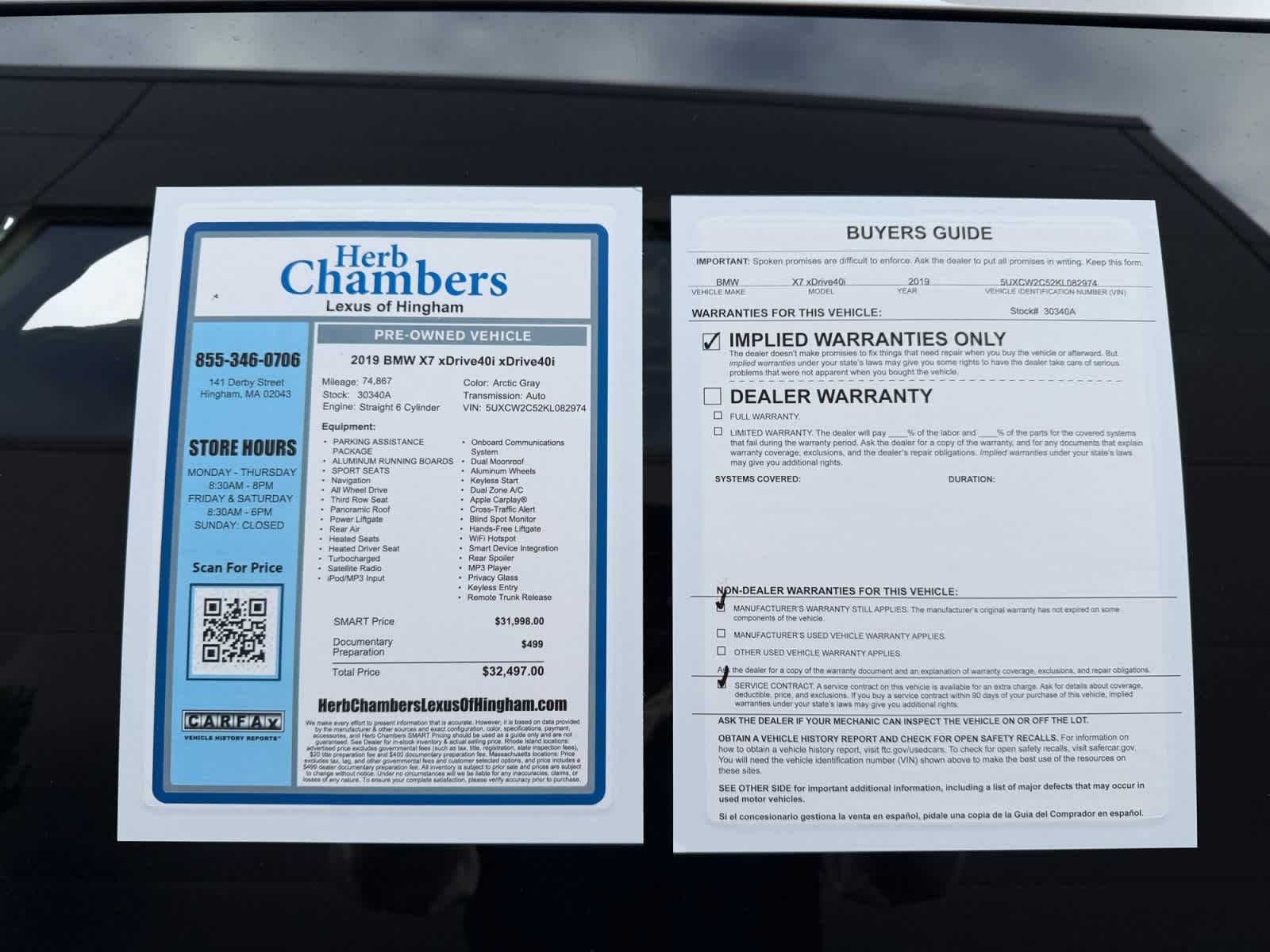 used 2019 BMW X7 car, priced at $29,998