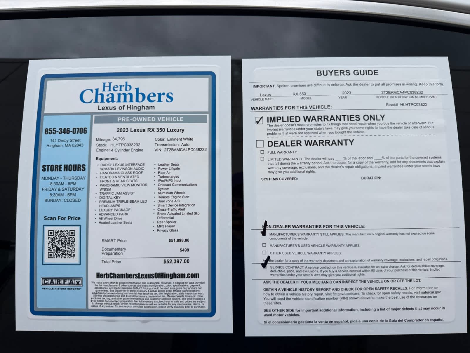 used 2023 Lexus RX 350 car, priced at $51,598