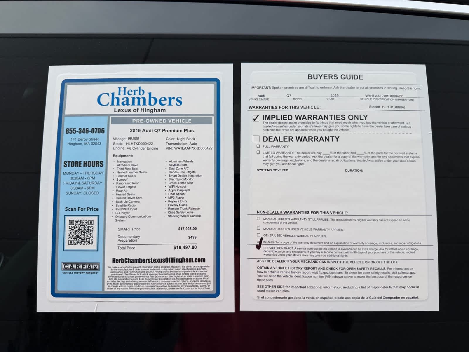 used 2019 Audi Q7 car, priced at $17,998
