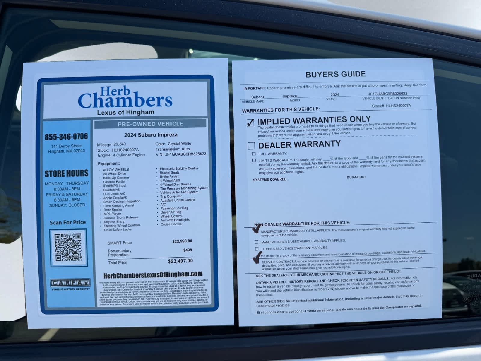 used 2024 Subaru Impreza car, priced at $20,998