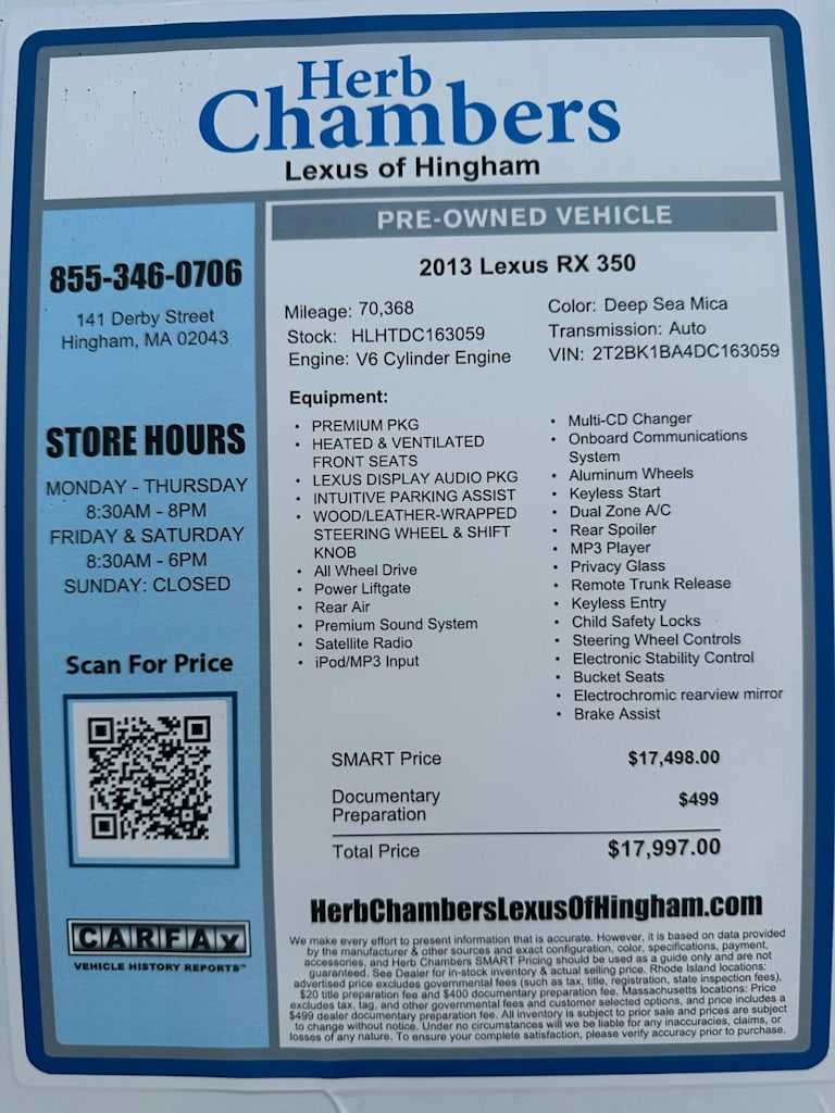 used 2013 Lexus RX 350 car, priced at $16,998
