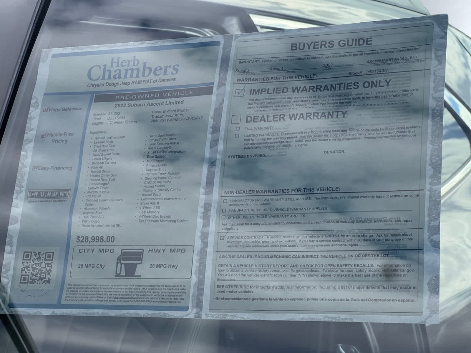 used 2022 Subaru Ascent car, priced at $24,998