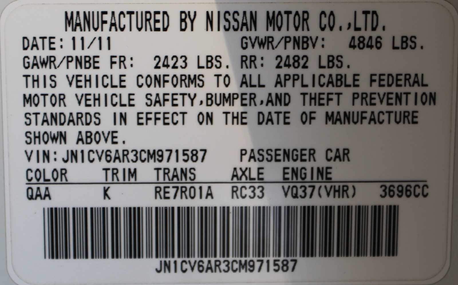 used 2012 INFINITI G37 car, priced at $13,297