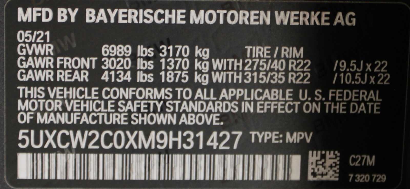 used 2021 BMW X7 car, priced at $43,497