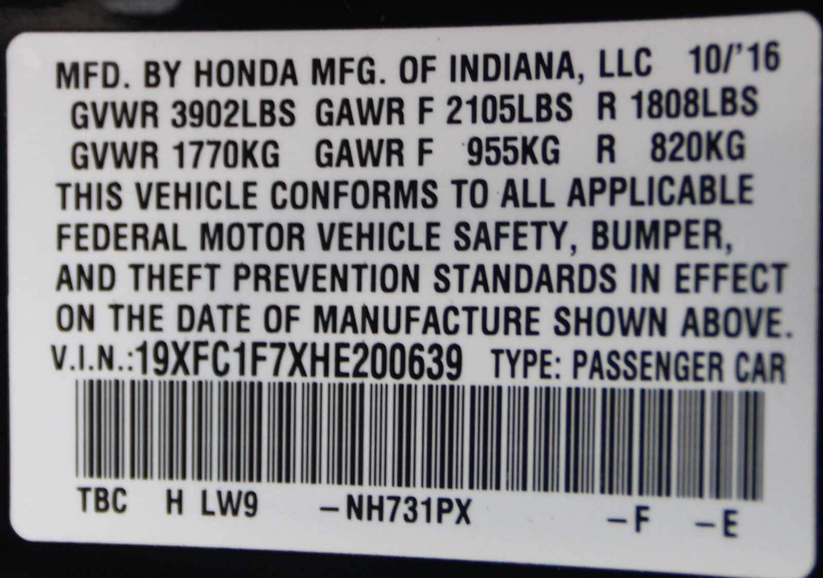 used 2017 Honda Civic car, priced at $19,097