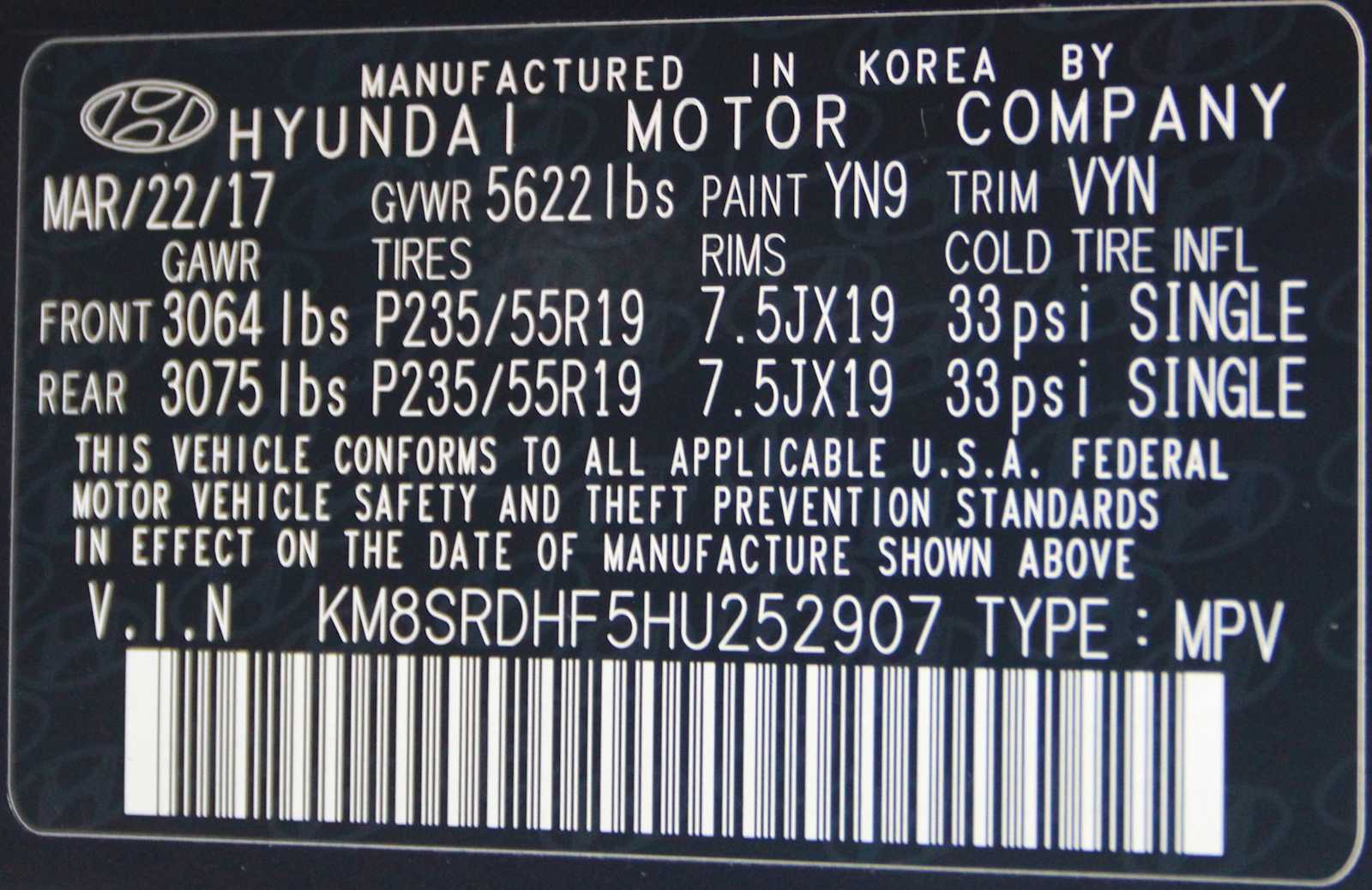 used 2017 Hyundai Santa Fe car, priced at $15,797