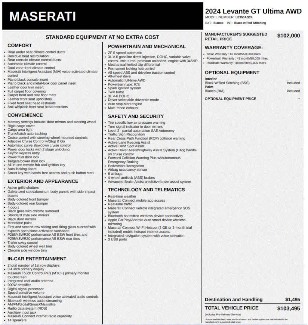Used 2024 Maserati Levante GT Ultima SUV
