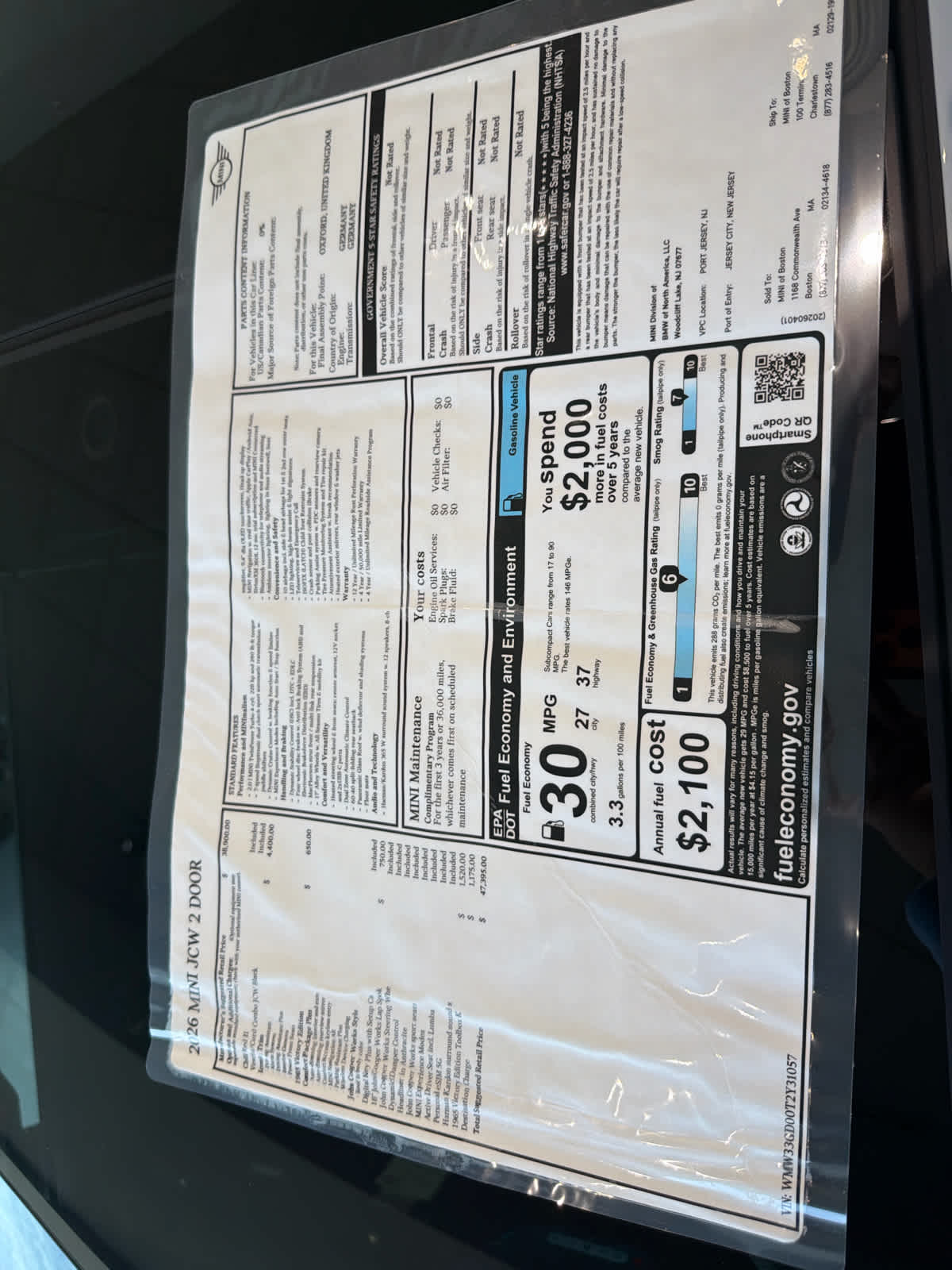 new 2026 MINI 2 Door car, priced at $47,395