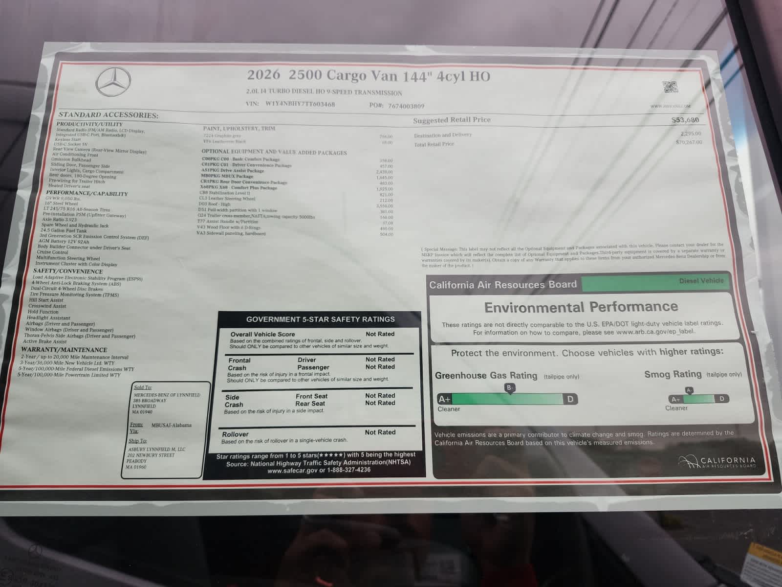 new 2026 Mercedes-Benz Sprinter 2500 car