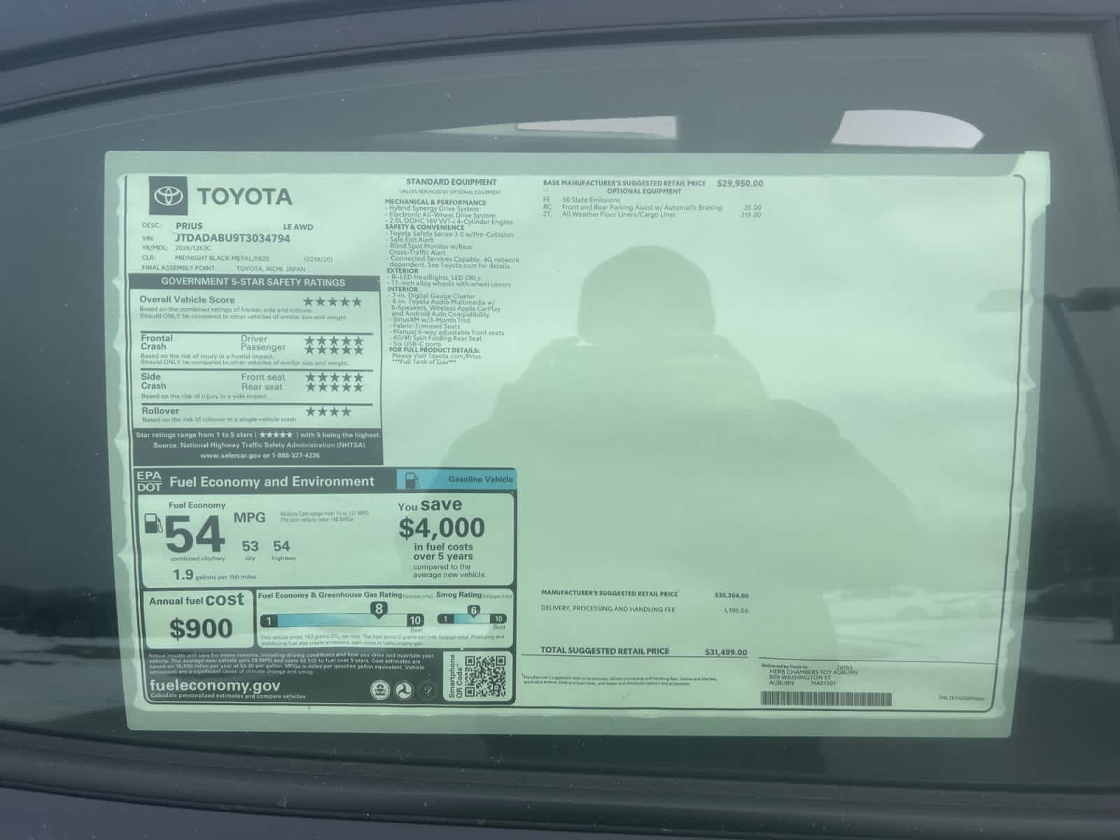 new 2026 Toyota Prius car, priced at $31,499