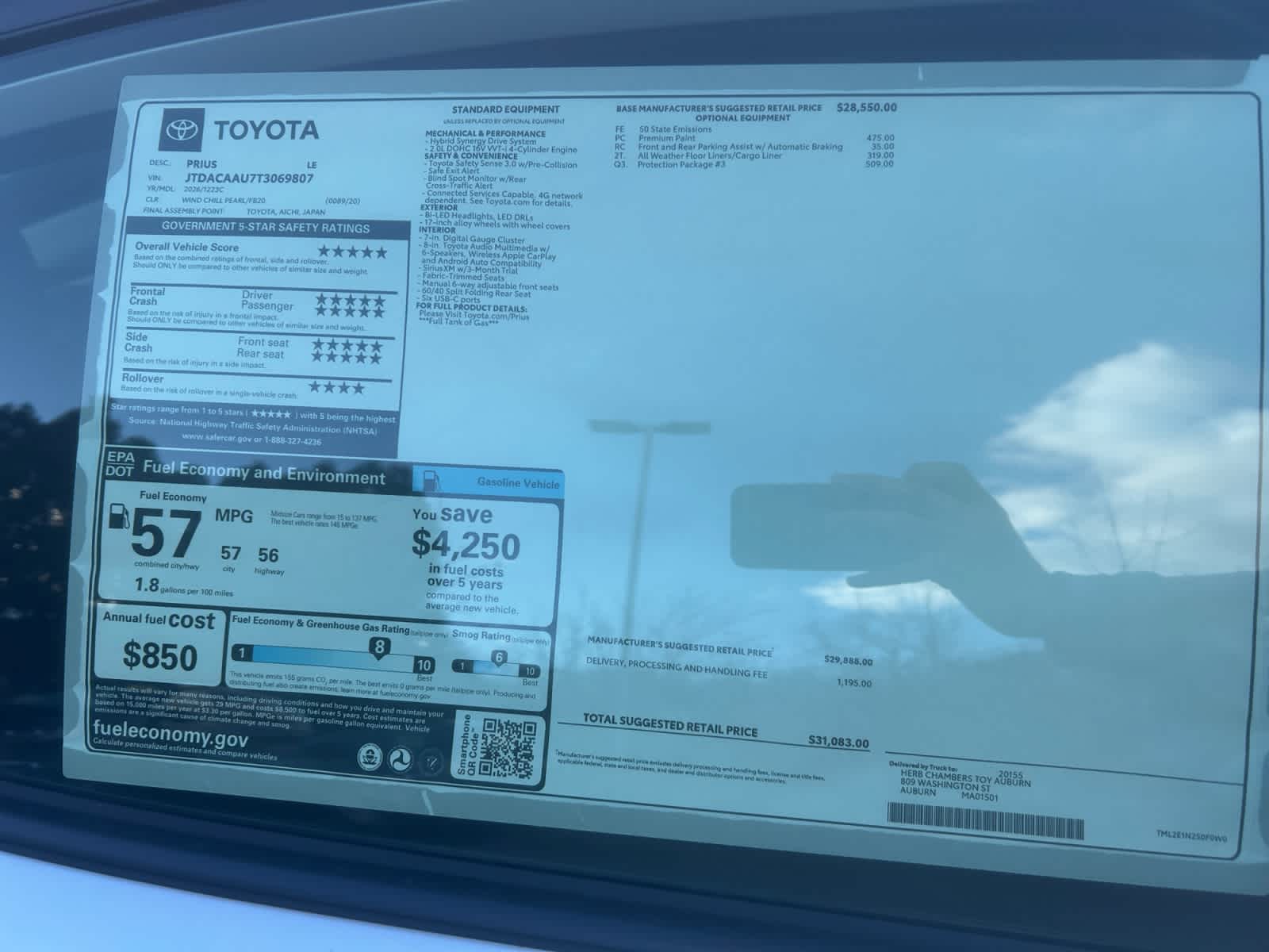 new 2026 Toyota Prius car, priced at $31,083