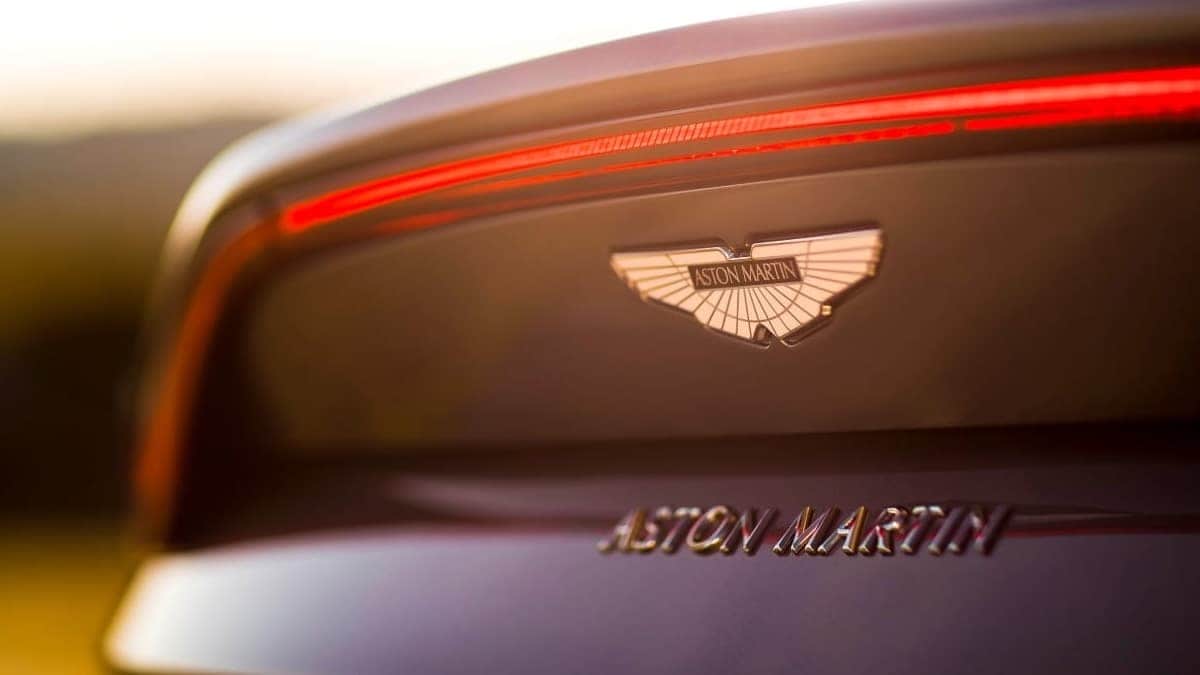 Aston Martin emblem on the back of an Aston Martin Vantage
