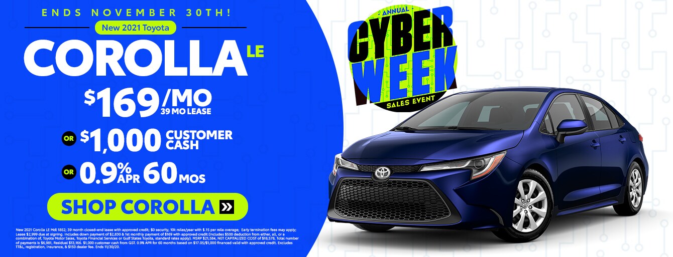 New 2021 Corolla Cyber Week Special