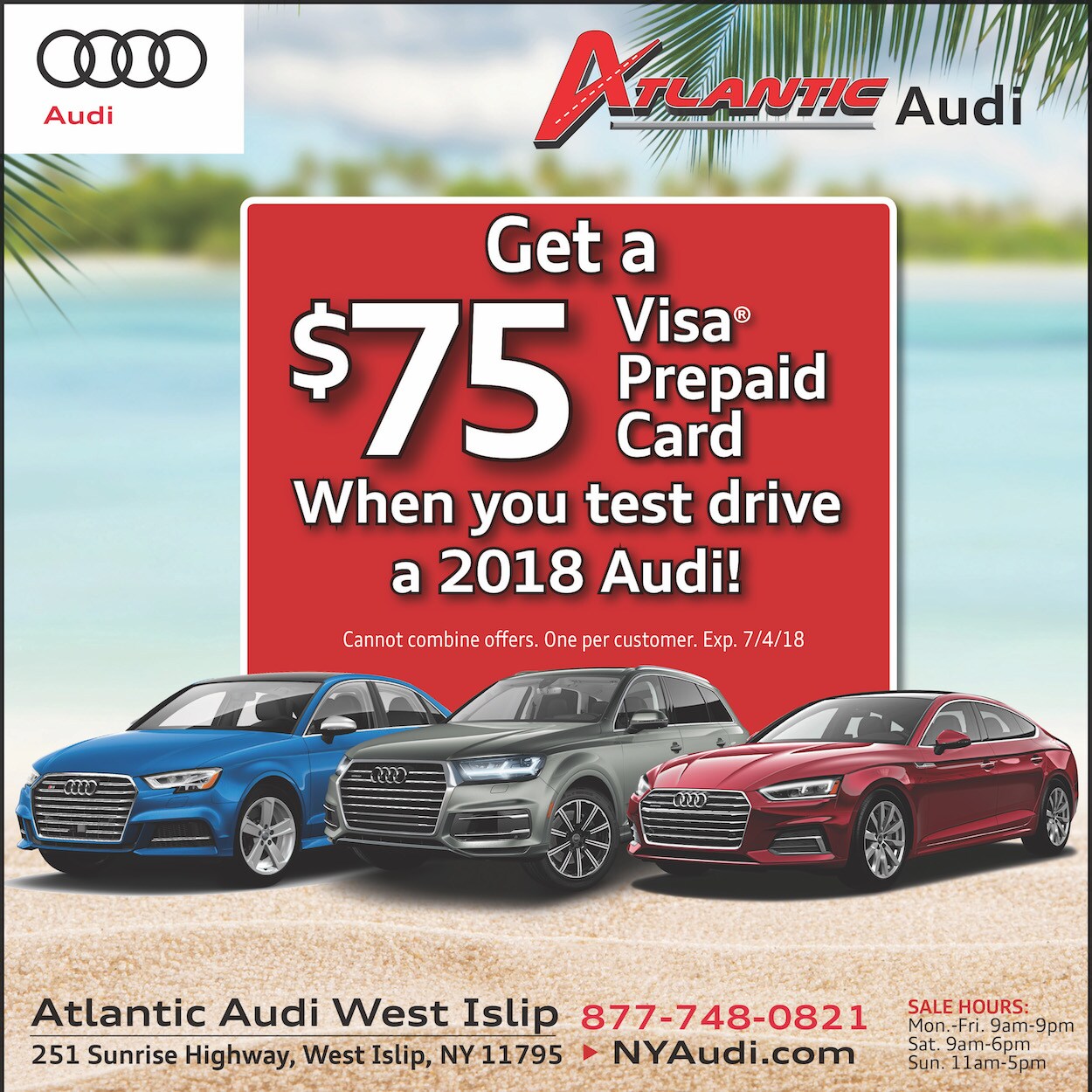 75 Gift Card With Test Drive Atlantic Audi West Islip