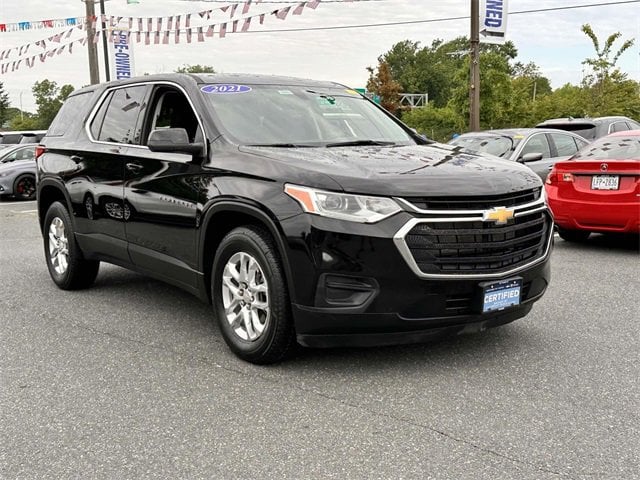 Certified 2021 Chevrolet Traverse LS with VIN 1GNEVFKW2MJ190869 for sale in Bay Shore, NY