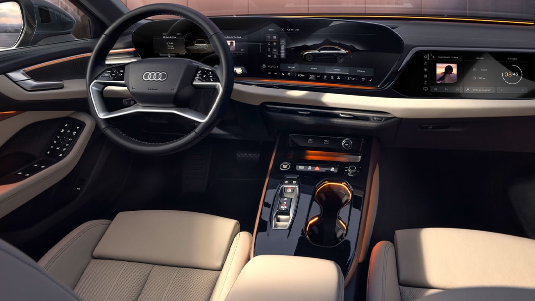 Interior view of the Audi A5 2025 and its dashboard
