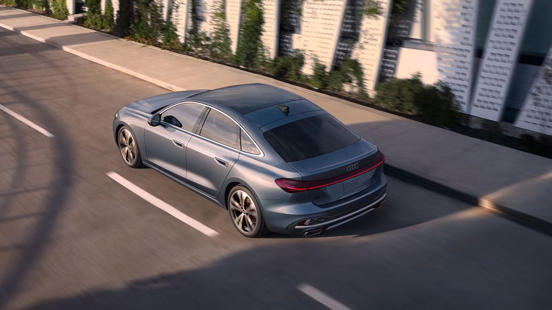 Rear view of the Audi A5 2025 on the road