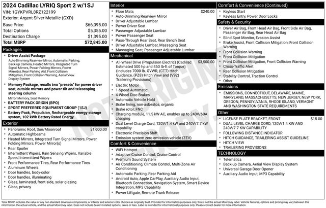 Used 2024 Cadillac LYRIQ Sport 2 with VIN 1GYKPVRL8RZ122199 for sale in Annapolis, MD